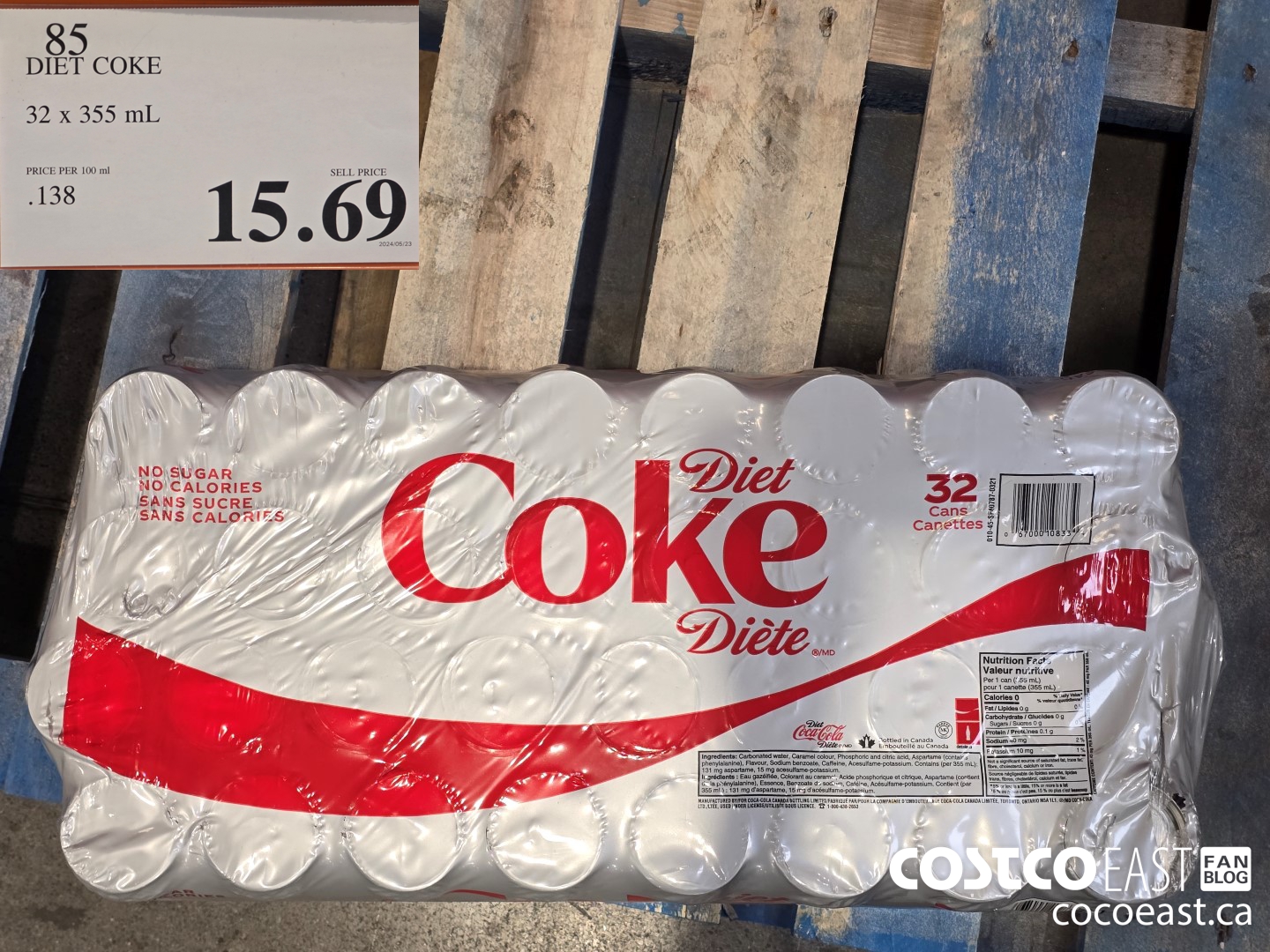 85 DIET COKE 32 X 355 ML $15.69