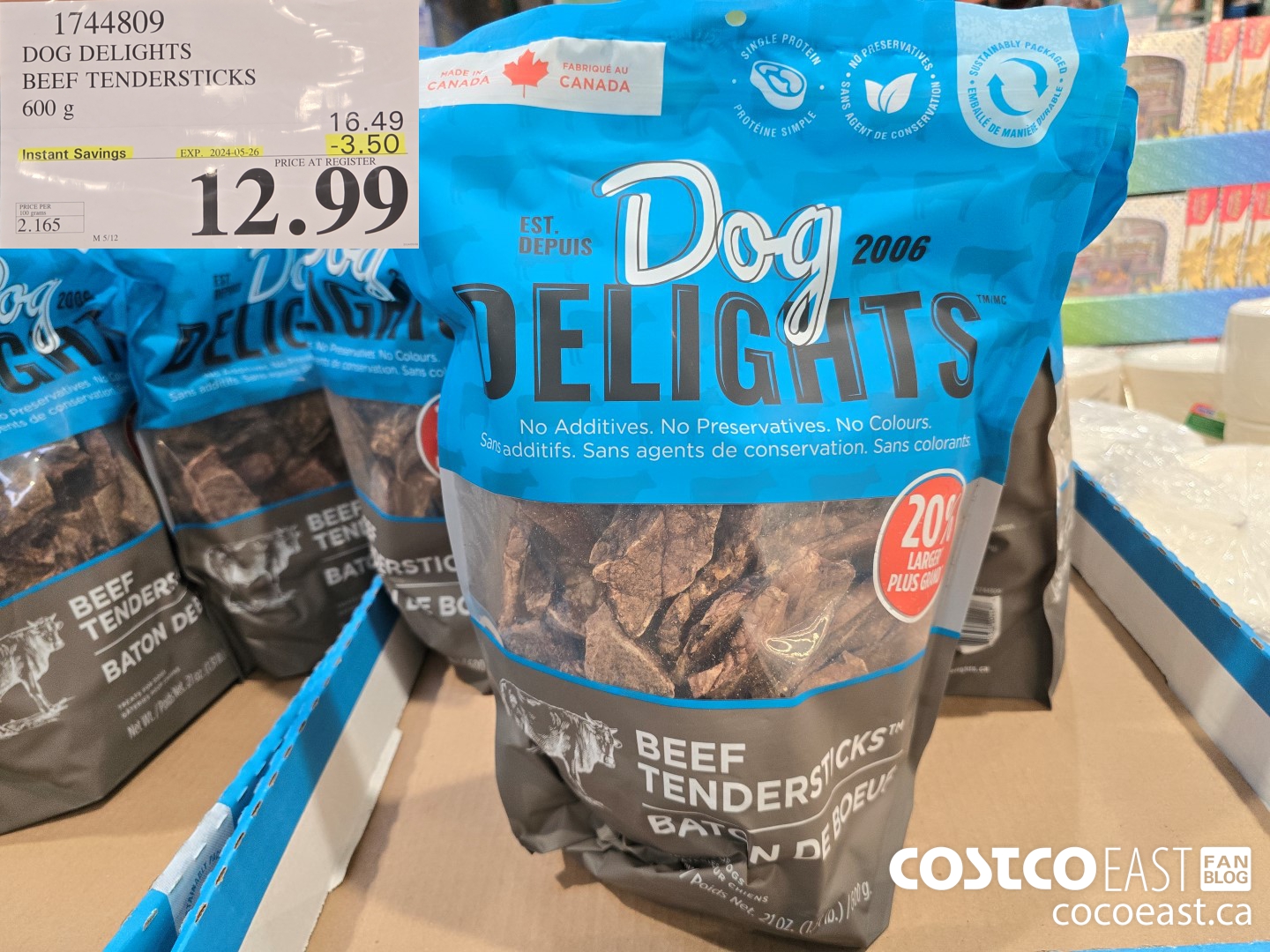 1744809 DOG DELIGHTS BEEF TENDERSTICKS 600 G ($3.50 INSTANT SAVINGS EXPIRES ON 2024-05-26) $12.99