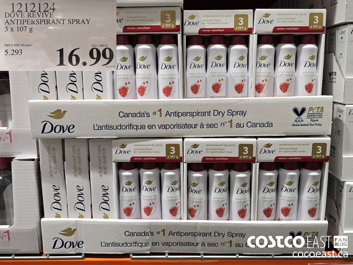 1212124 DOVE REVIVE ANTIPERSPIRANT SPRAY 3 X 107 G $16.99