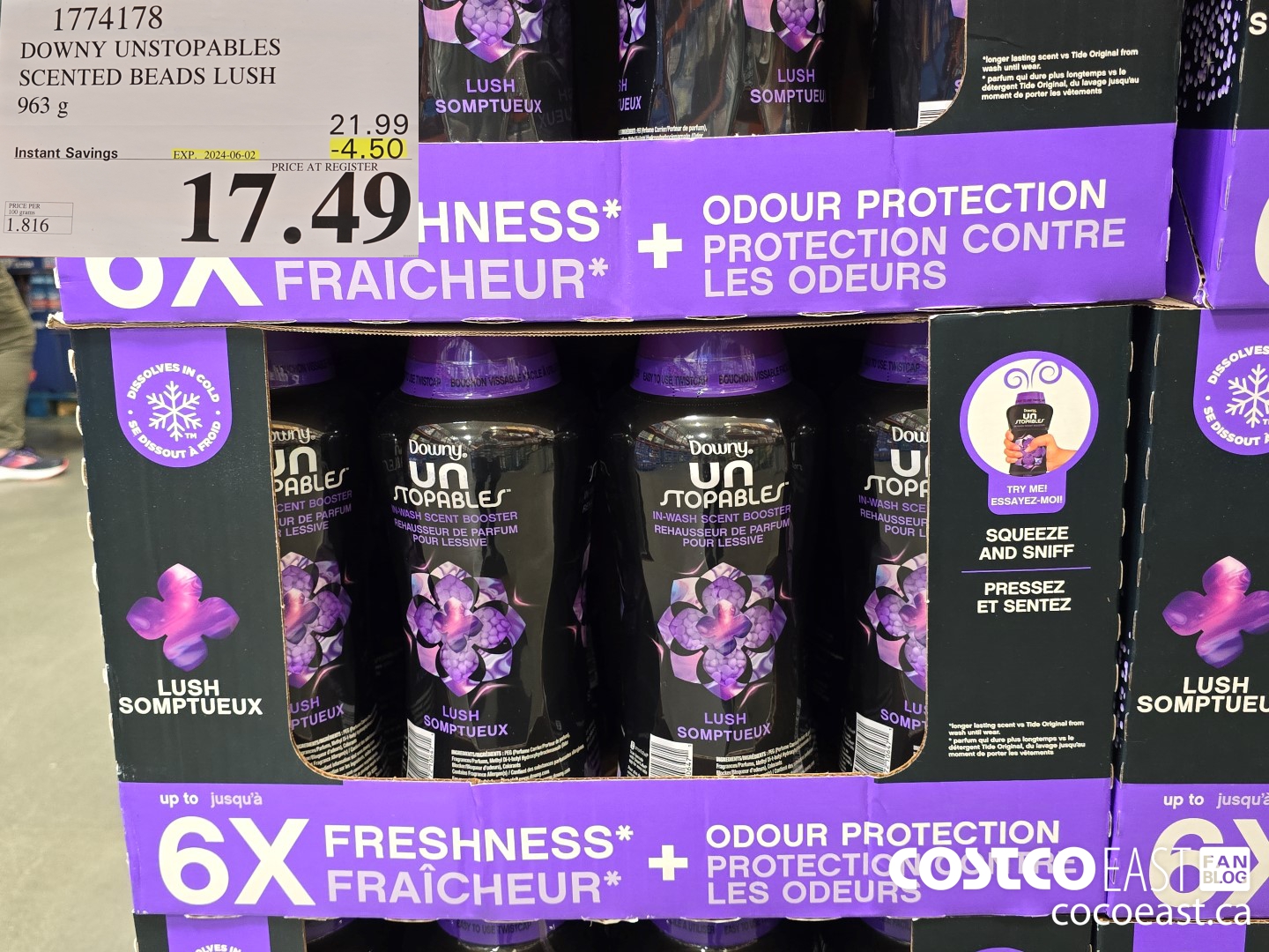 1774178 DOWNY UNSTOPABLES SCENTED BEADS LUSH 963 G ($4.50 INSTANT SAVINGS EXPIRES ON 2024-06-02) $17.49