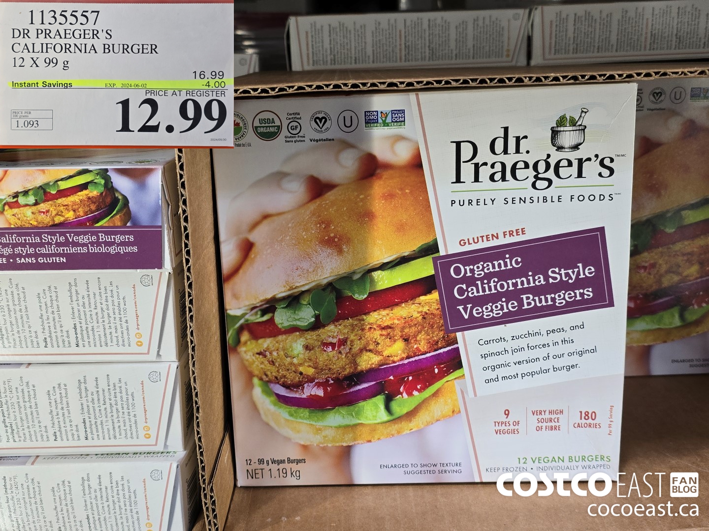 1135557 DR PRAEGER'S CALIFORNIA BURGER 12 X 99G ($4.00 INSTANT SAVINGS EXPIRES ON 2024-06-02) $12.99