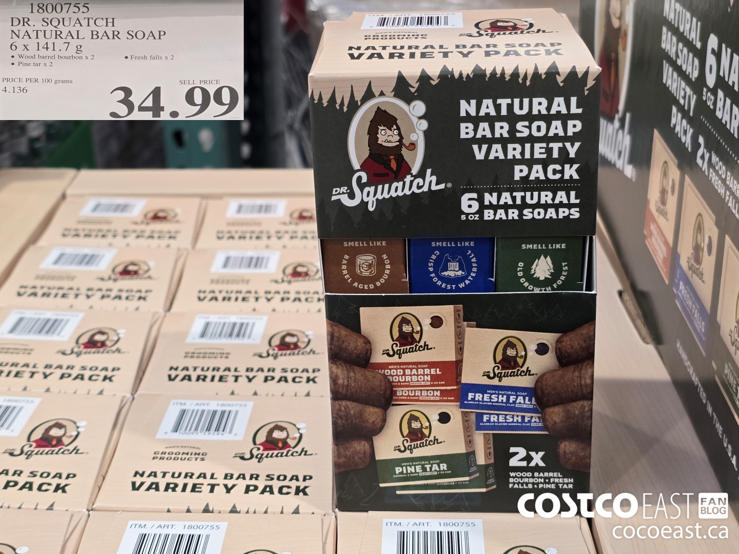 1800755 DR. SOUATCH NATURAL BAR SOAP 6 x 141.7 G $34.99