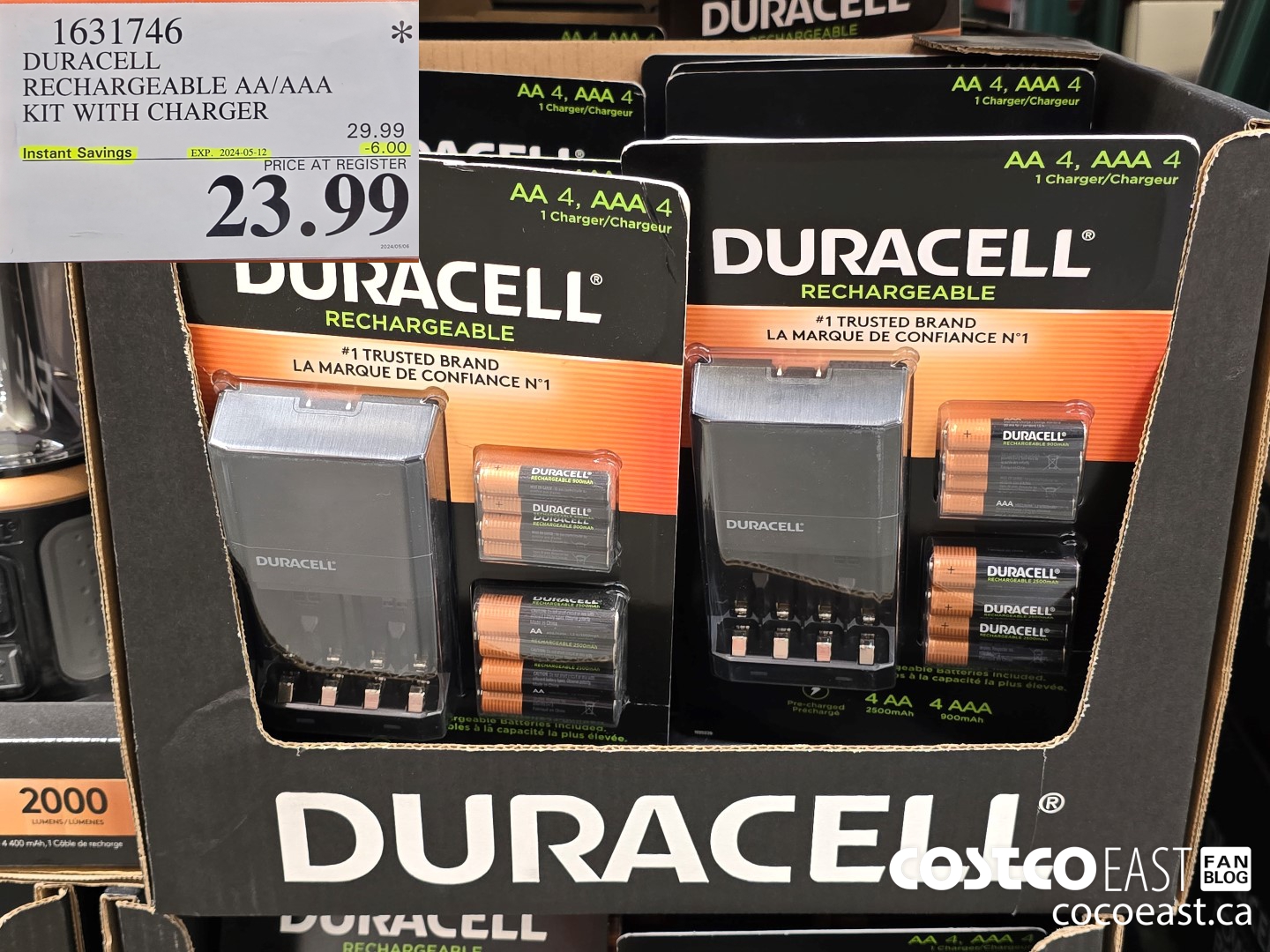 1631746 DURACELL RECHARGEABLE AA/AAA KIT WITH CHARGER ($6.00 INSTANT SAVINGS EXPIRES ON 2024-05-12) $23.99