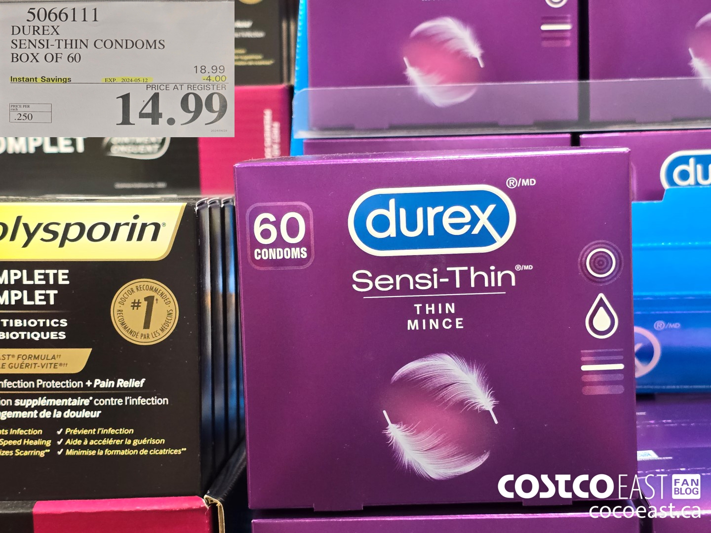 5066111 DUREX SENSI-THIN CONDOMS BOX OF 60 ($4.00 INSTANT SAVINGS EXPIRES ON 2024-05-12) $14.99