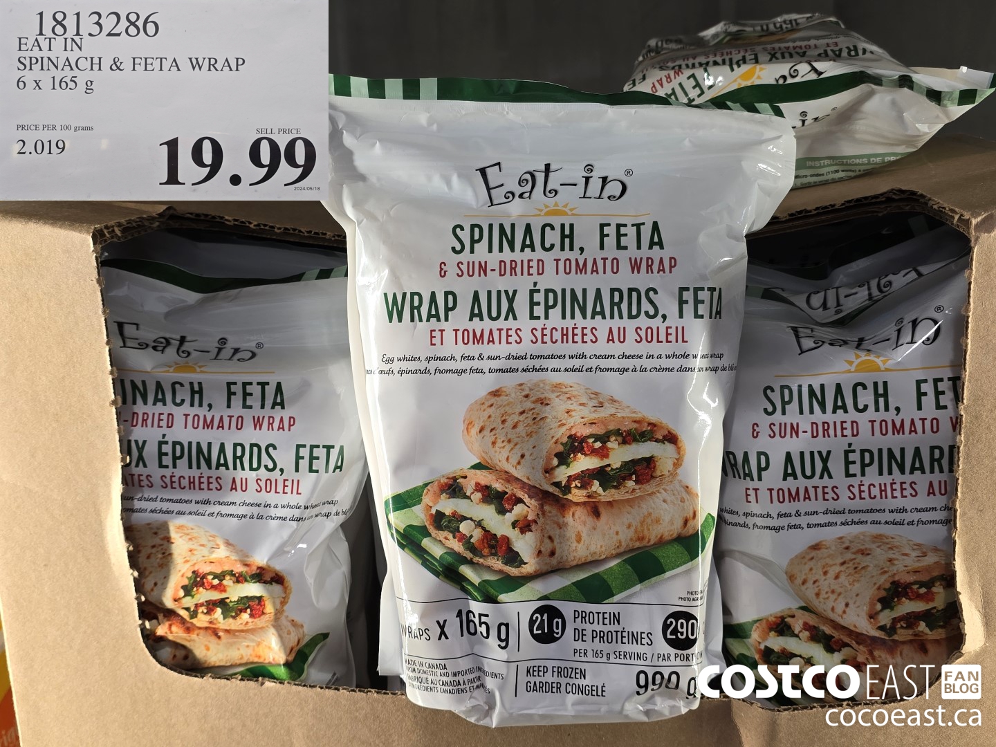 1813286 EAT IN SPINACH & FETA WRAP 6x 165 9 $19.99