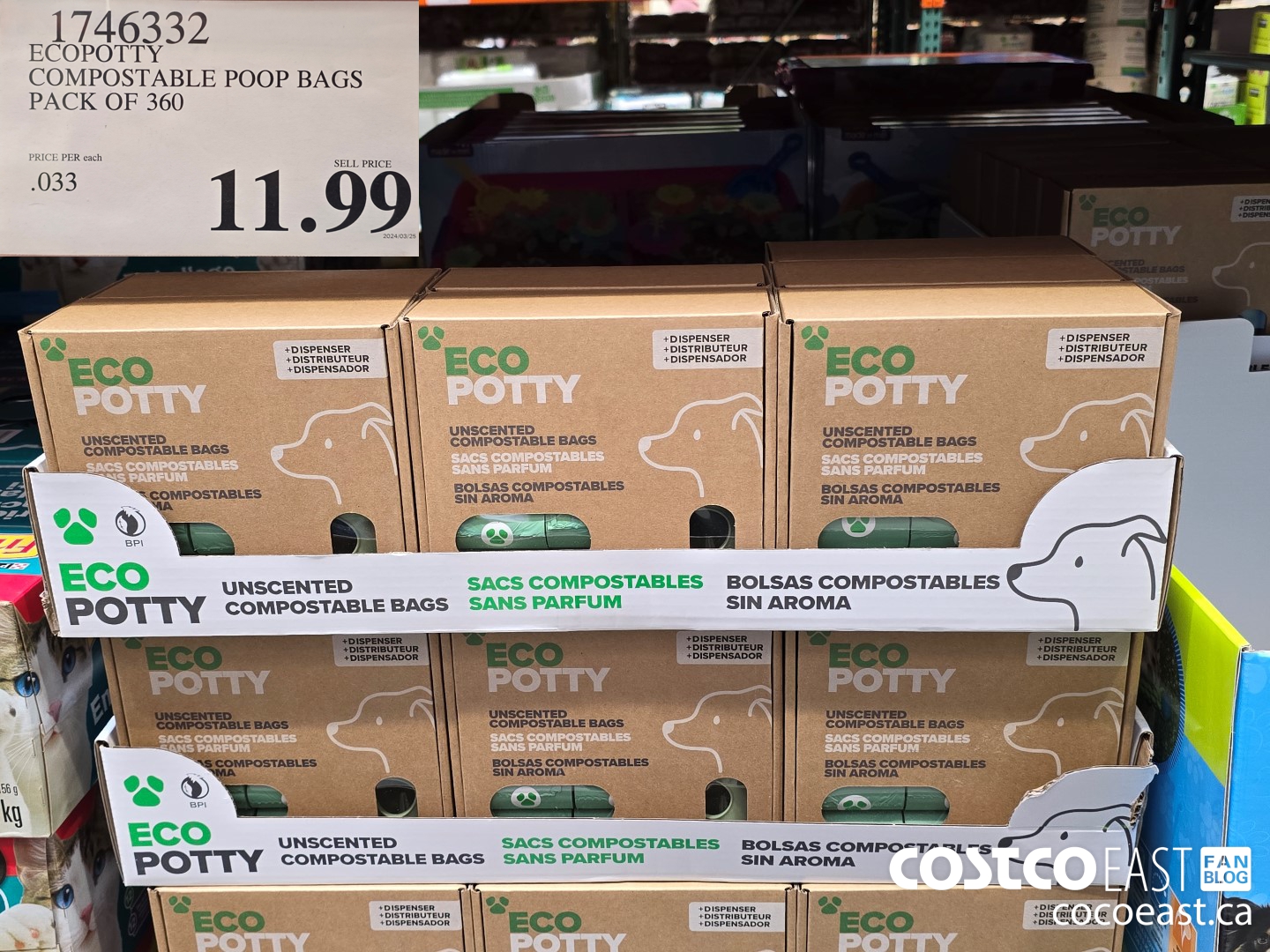 1746332 ECOPOTTY COMPOSTABLE POOP BAGS PACK OF 360 $11.99