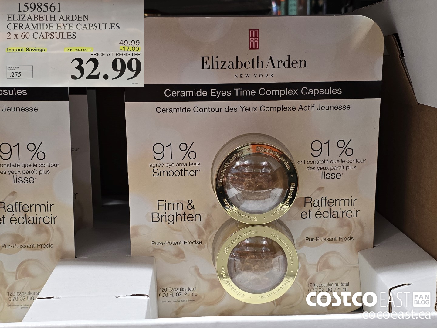 1598561 ELIZABETH ARDEN CERAMIDE EYE CAPSULES 2 x 60 CAPSULES ($17.00 INSTANT SAVINGS EXPIRES ON 2024-05-19) $32.99