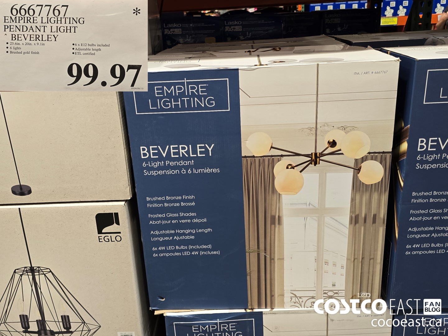 6667767 EMPIRE LIGHTING PENDANT LIGHT BEVERLEY $99.97