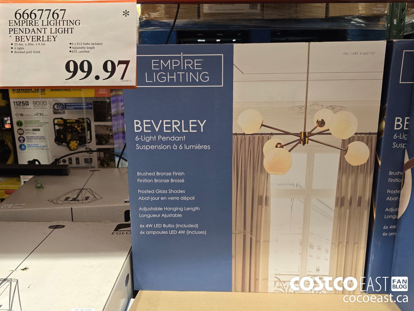 6667767 EMPIRE LIGHTING PENDANT LIGHT BEVERLEY $99.97