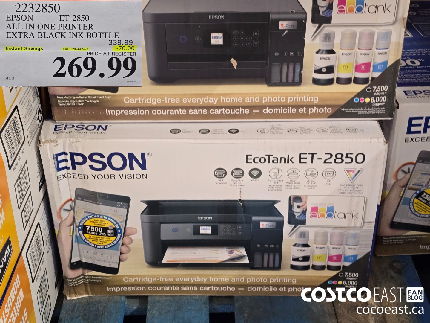 2232850 EPSON ET-2850 ALL IN ONE PRINTER EXTRA BLACK INK BOTTLE ($70.00 INSTANT SAVINGS EXPIRES ON 2024-05-23) $269.99