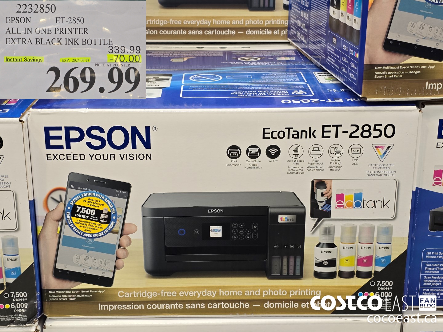2232850 EPSON ET-2850 ALL IN ONE PRINTER EXTRA BLACK INK BOTTLE ($70.00 INSTANT SAVINGS EXPIRES ON 2024-05-23) $269.99