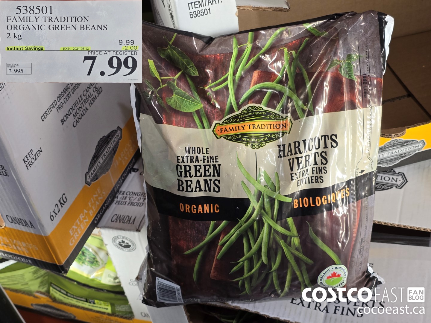 538501 FAMILY TRADITION ORGANIC GREEN BEANS 2 KG ($2.00 INSTANT SAVINGS EXPIRES ON 2024-05-12) $7.99