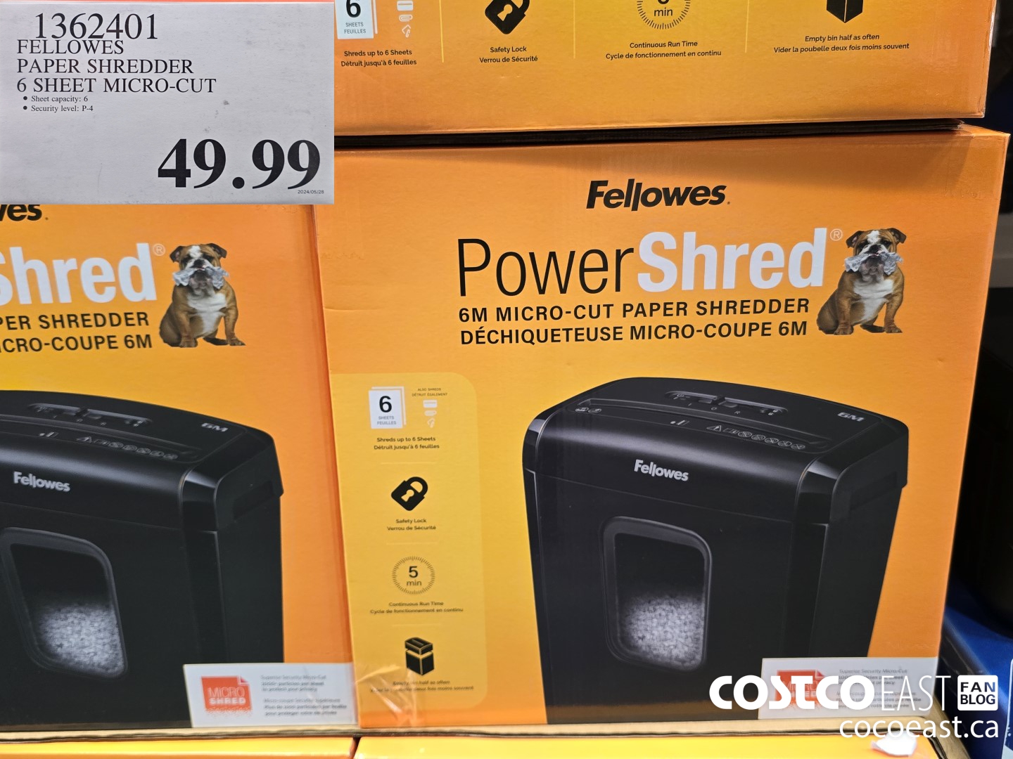 1362401 FELLOWES PAPER SHREDDER 6 SHEET MICRO-CUT $49.99