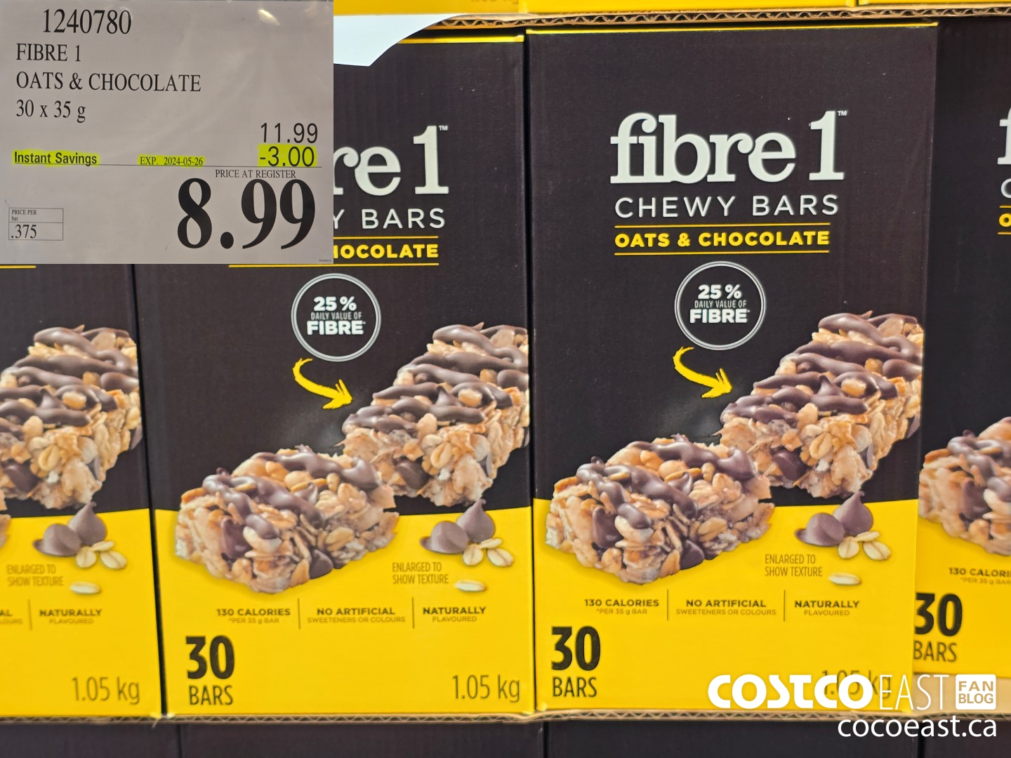 1240780 FIBRE 1 OATS & CHOCOLATE 30 X 35 G ($3.00 INSTANT SAVINGS EXPIRES ON 2024-05-26) $8.99