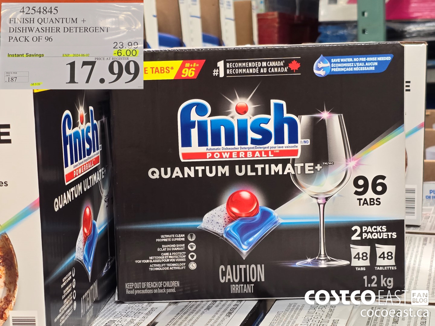 4254845 FINISH QUANTUM + DISHWASHER DETERGENT PACK OF 96 ($6.00 INSTANT SAVINGS EXPIRES ON 2024-06-02) $17.99