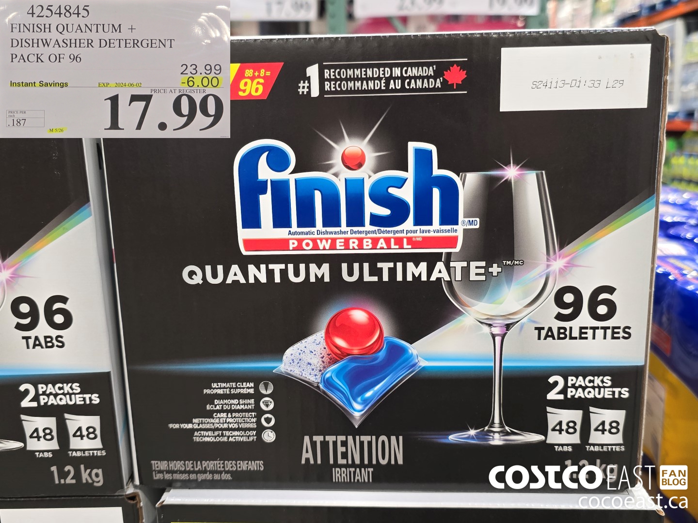 4254845 FINISH QUANTUM + DISHWASHER DETERGENT PACK OF 96 ($6.00 INSTANT SAVINGS EXPIRES ON 2024-06-02) $17.99