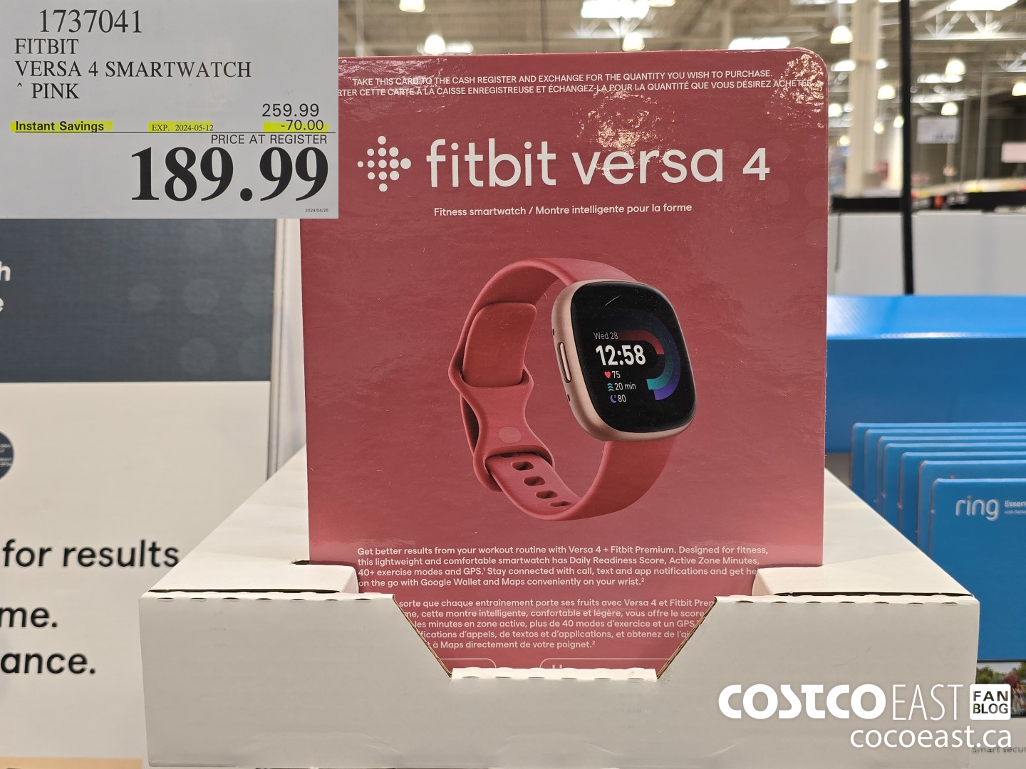 1737041 FITBIT VERSA 4 SMARTWATCH PINK ($70.00 INSTANT SAVINGS EXPIRES ON 2024-05-12) $189.99