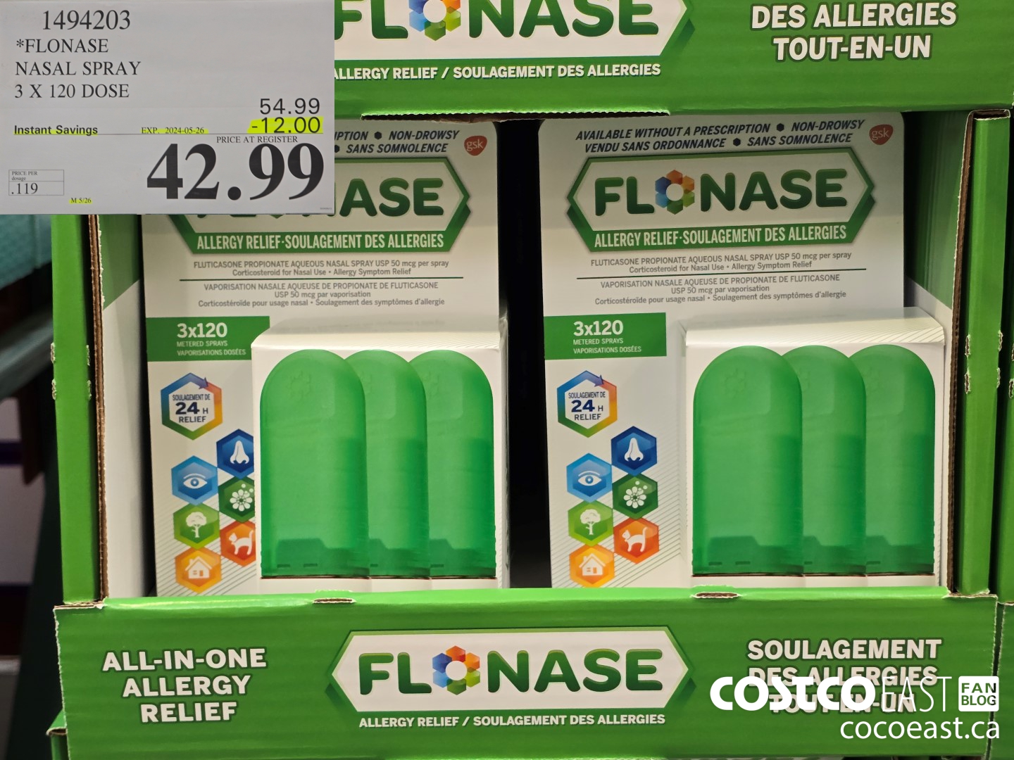 1494203 FLONASE NASAL SPRAY 3 X 120 DOSE ($12.00 INSTANT SAVINGS EXPIRES ON 2024-05-26) $42.99