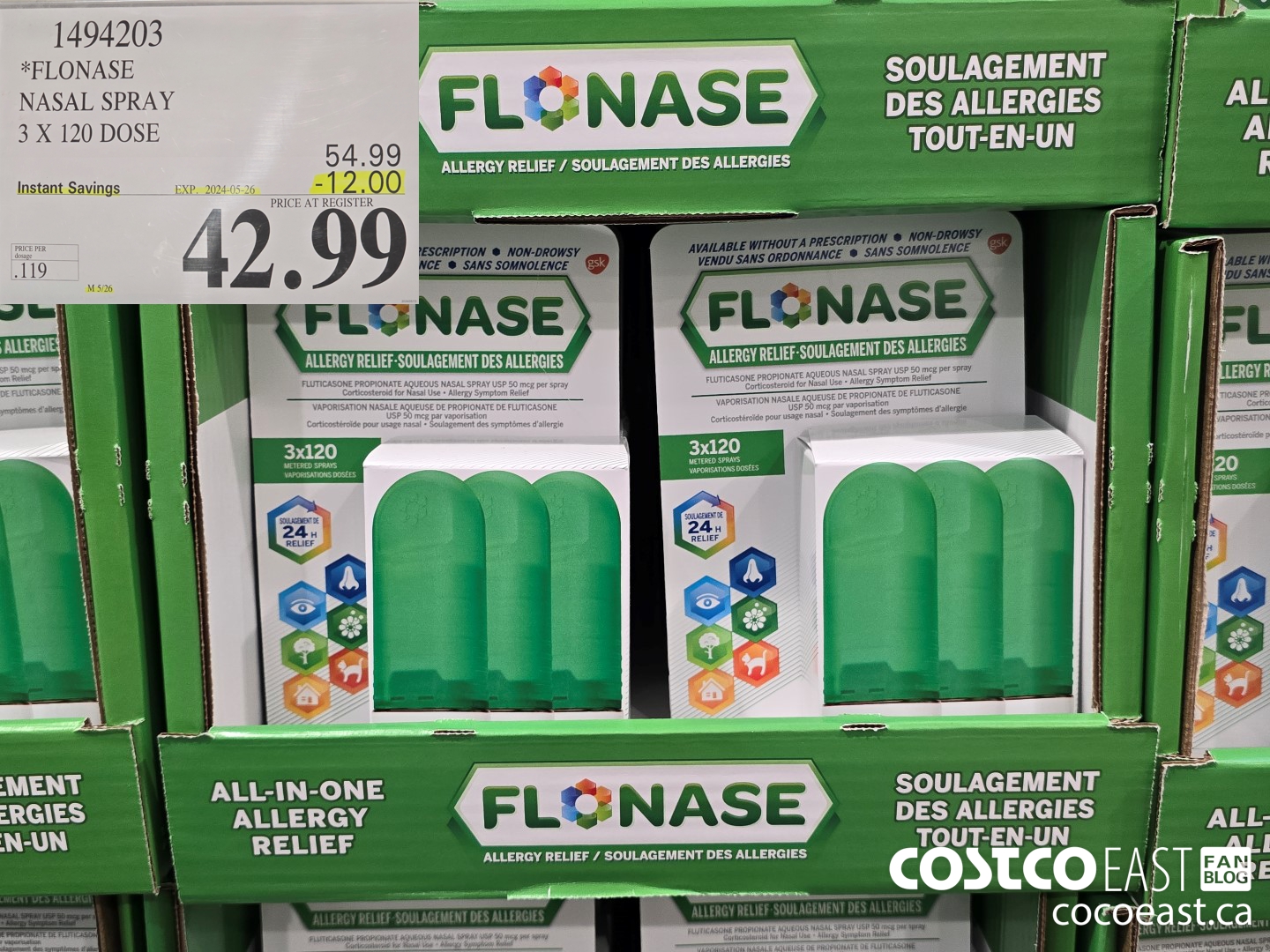 1494203 FLONASE NASAL SPRAY 3 X 120 DOSE ($12.00 INSTANT SAVINGS EXPIRES ON 2024-05-26) $42.99