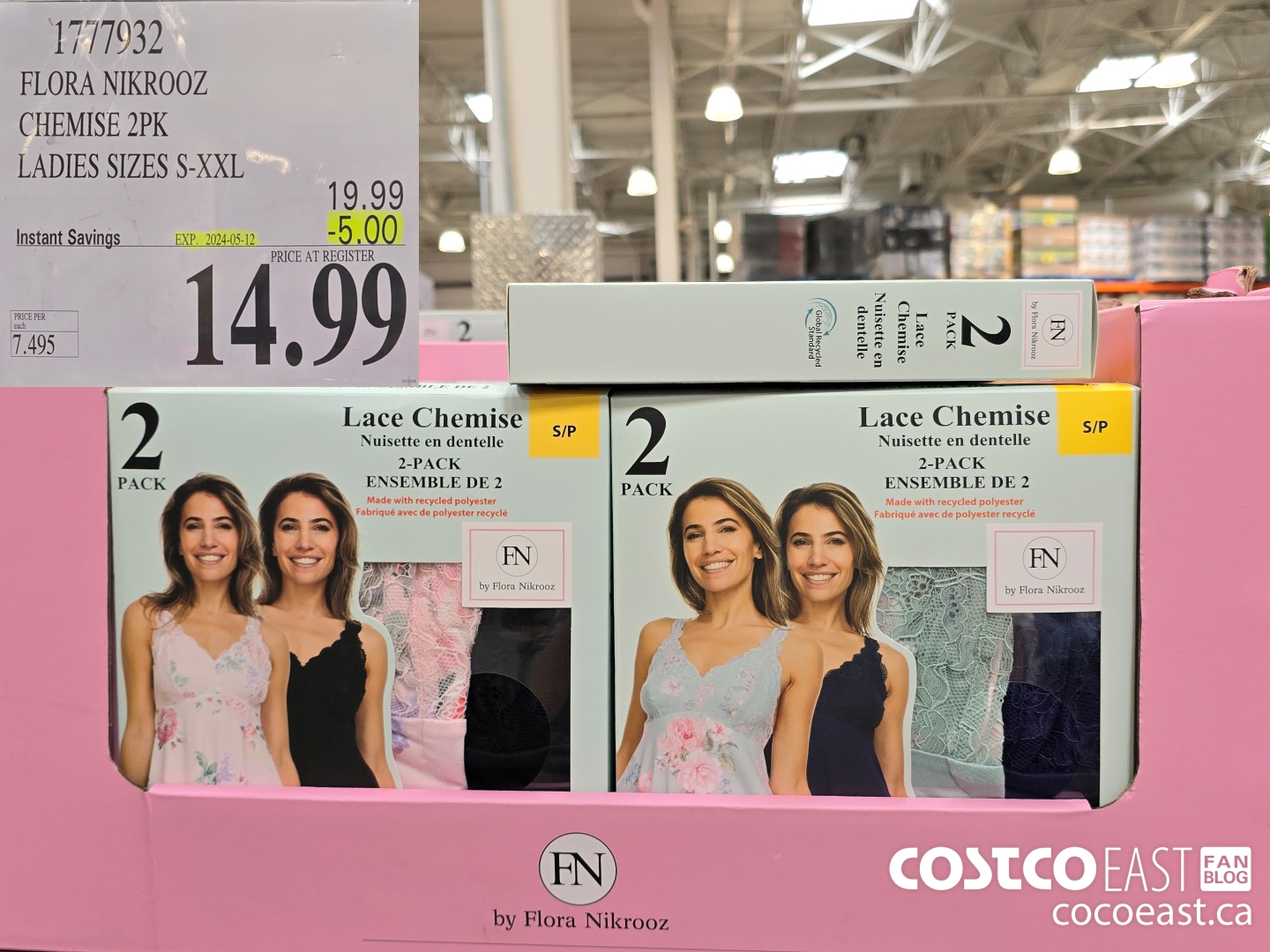 1777932 FLORA NIKROOZ CHEMISE 2PK LADIES SIZES S-XXL ($5.00 INSTANT SAVINGS EXPIRES ON 2024-05-12) $14.99