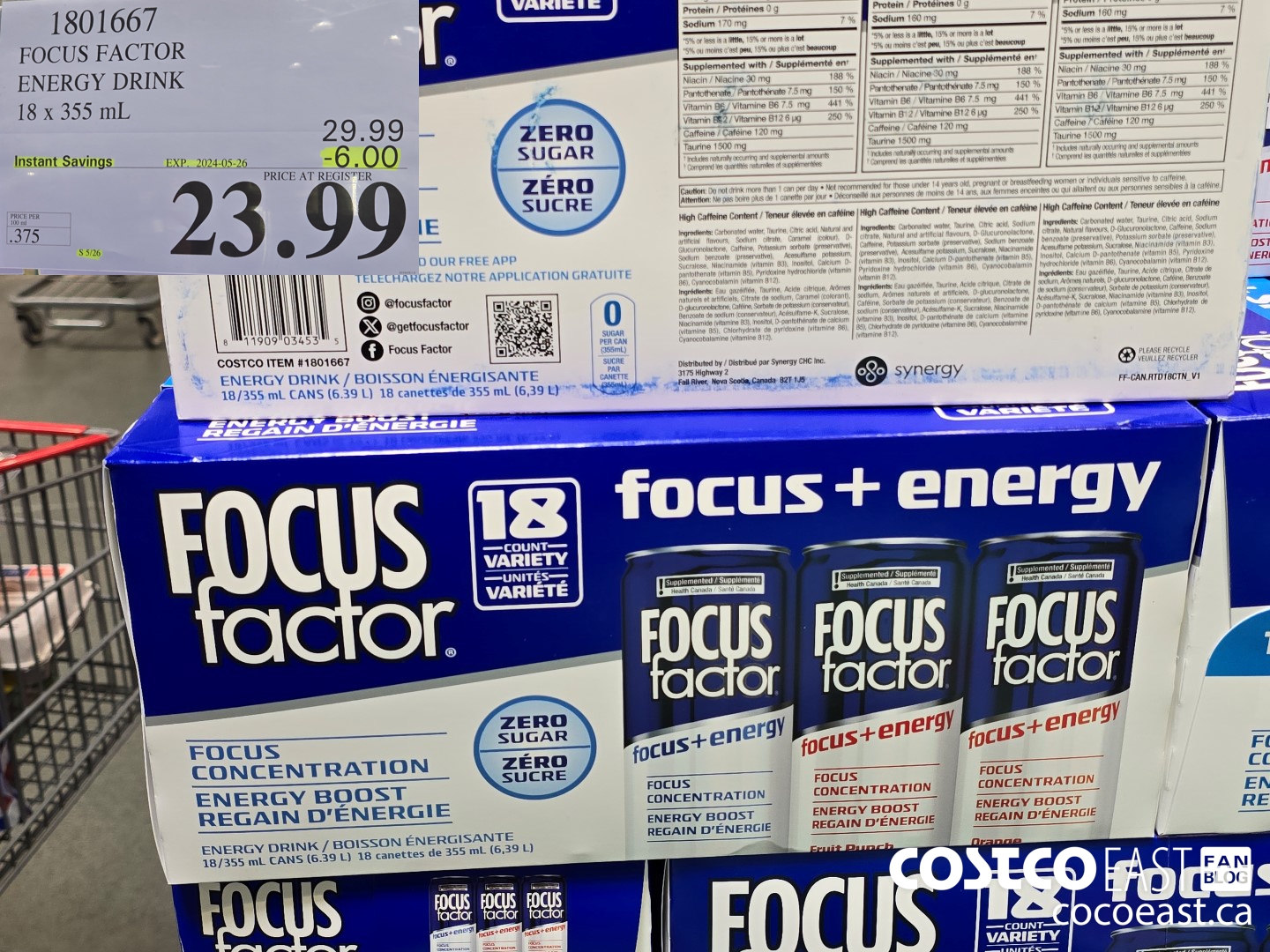 1801667 FOCUS FACTOR ENERGY DRINK 18 x 355 mL ($6.00 INSTANT SAVINGS EXPIRES ON 2024-05-26) $23.99