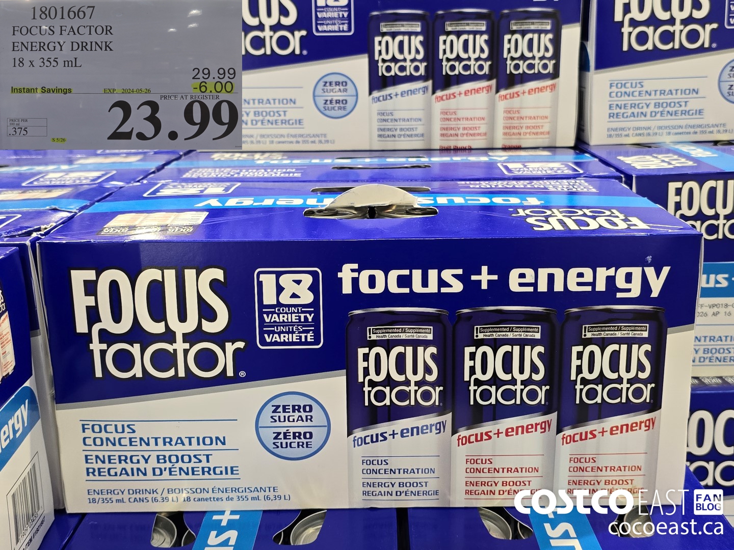 1801667 FOCUS FACTOR ENERGY DRINK 18 x 355 mL ($6.00 INSTANT SAVINGS EXPIRES ON 2024-05-26) $23.99