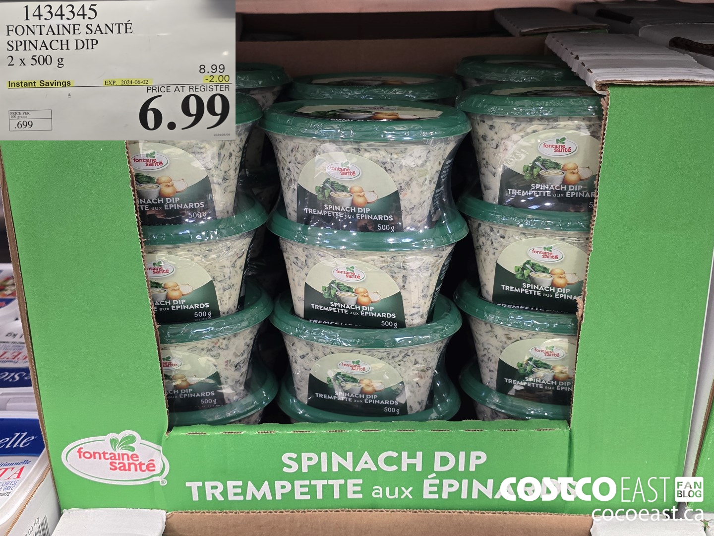 1434345 FONTAINE SANTE SPINACH DIP 2 x 500 g ($2.00 INSTANT SAVINGS EXPIRES ON 2024-06-02) $6.99