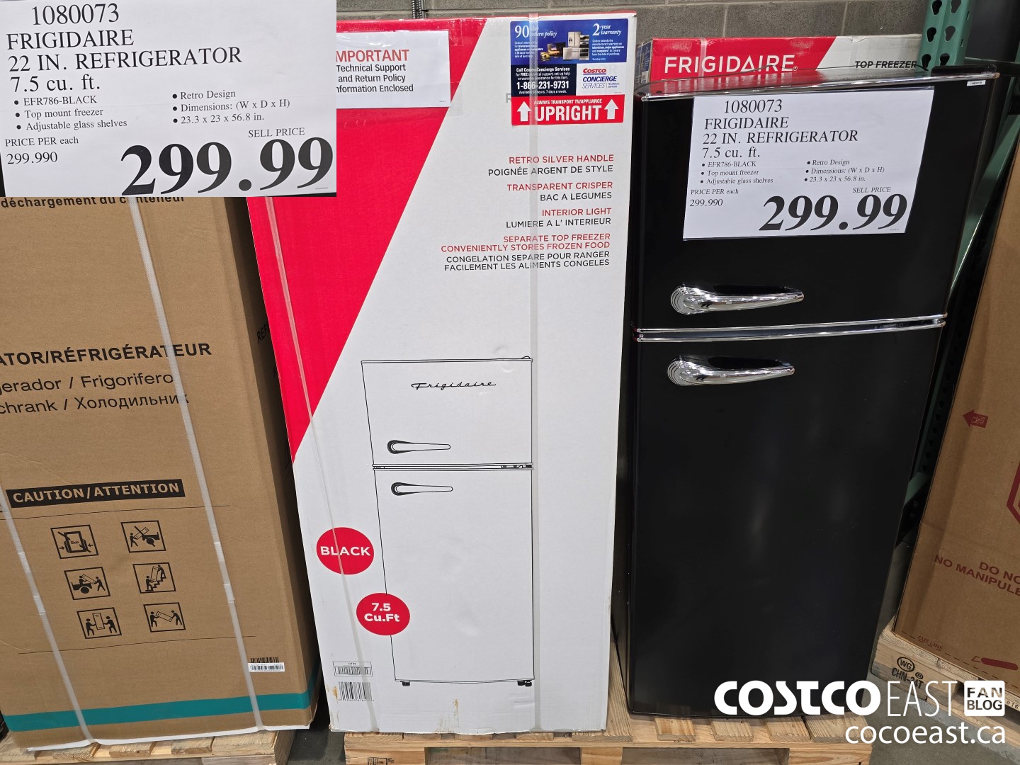 1080073 FRIGIDAIRE 22 IN REFRIGERATOR 7.5 CU. FT. $299.99