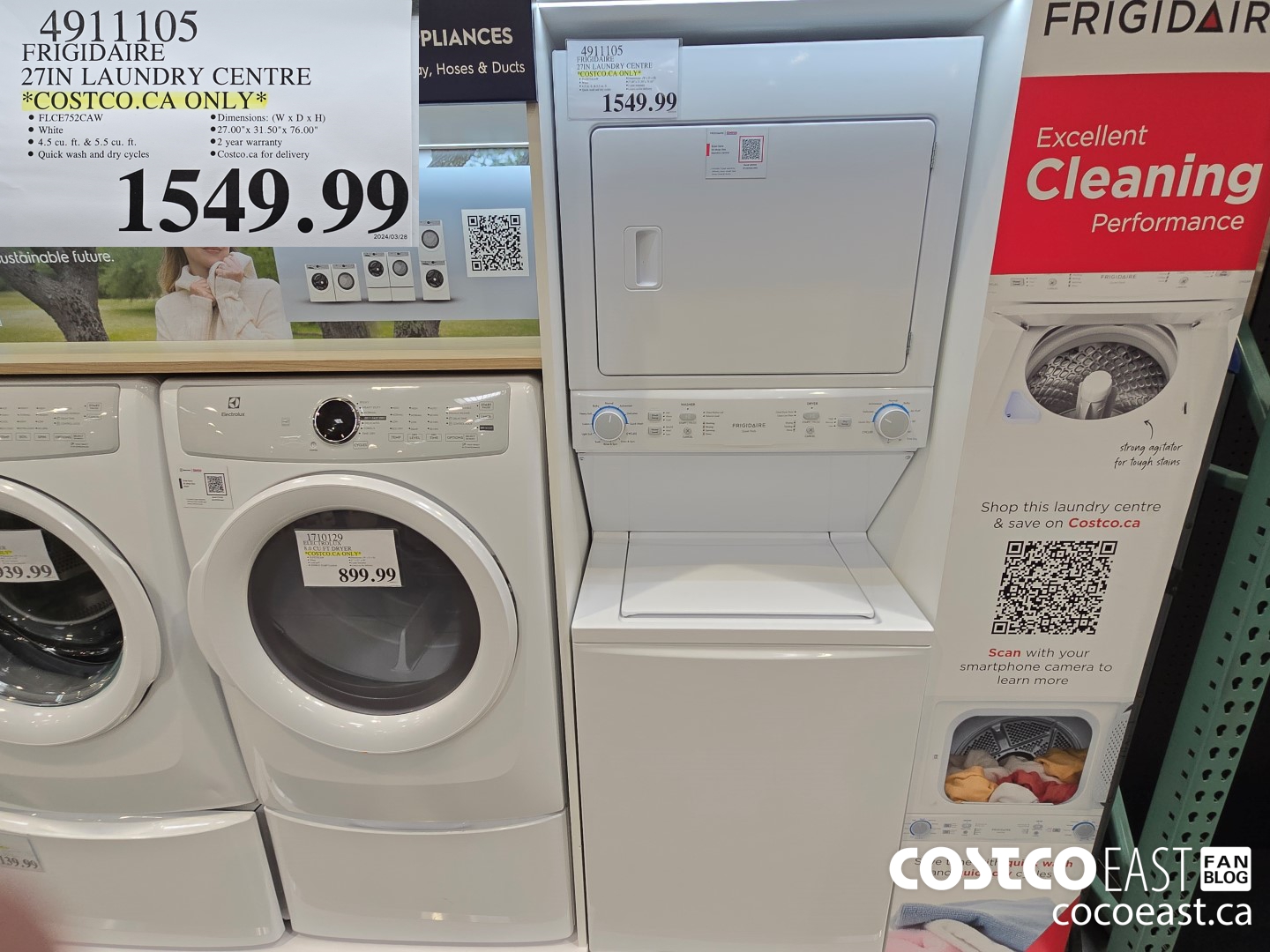 4911105 FRIGIDAIRE 27IN LAUNDRY CENTRE *COSTCO.CA ONLY* $1549.99