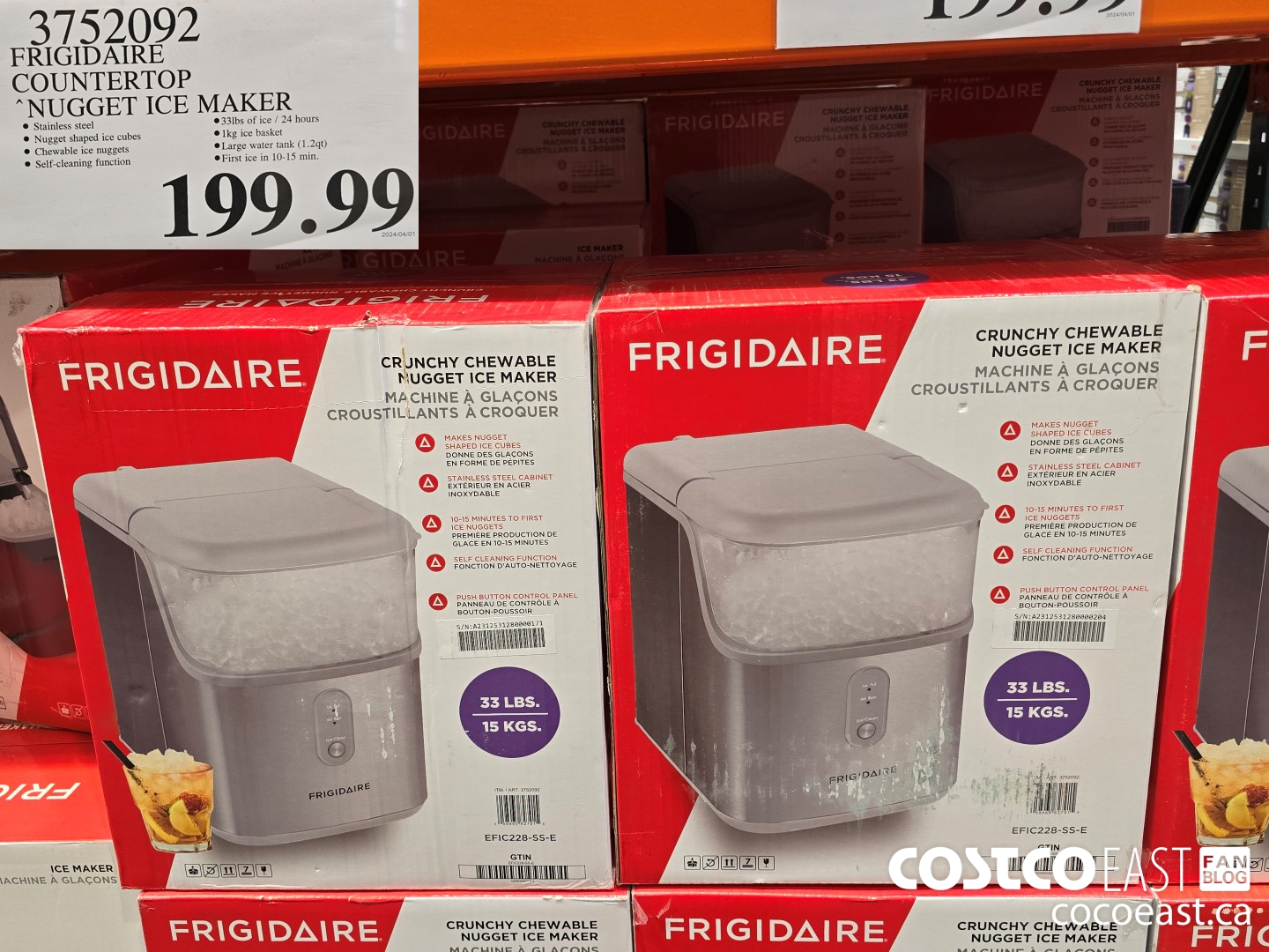 3752092 FRIGIDAIRE COUNTERTOP NUGGET ICE MAKER $199.99