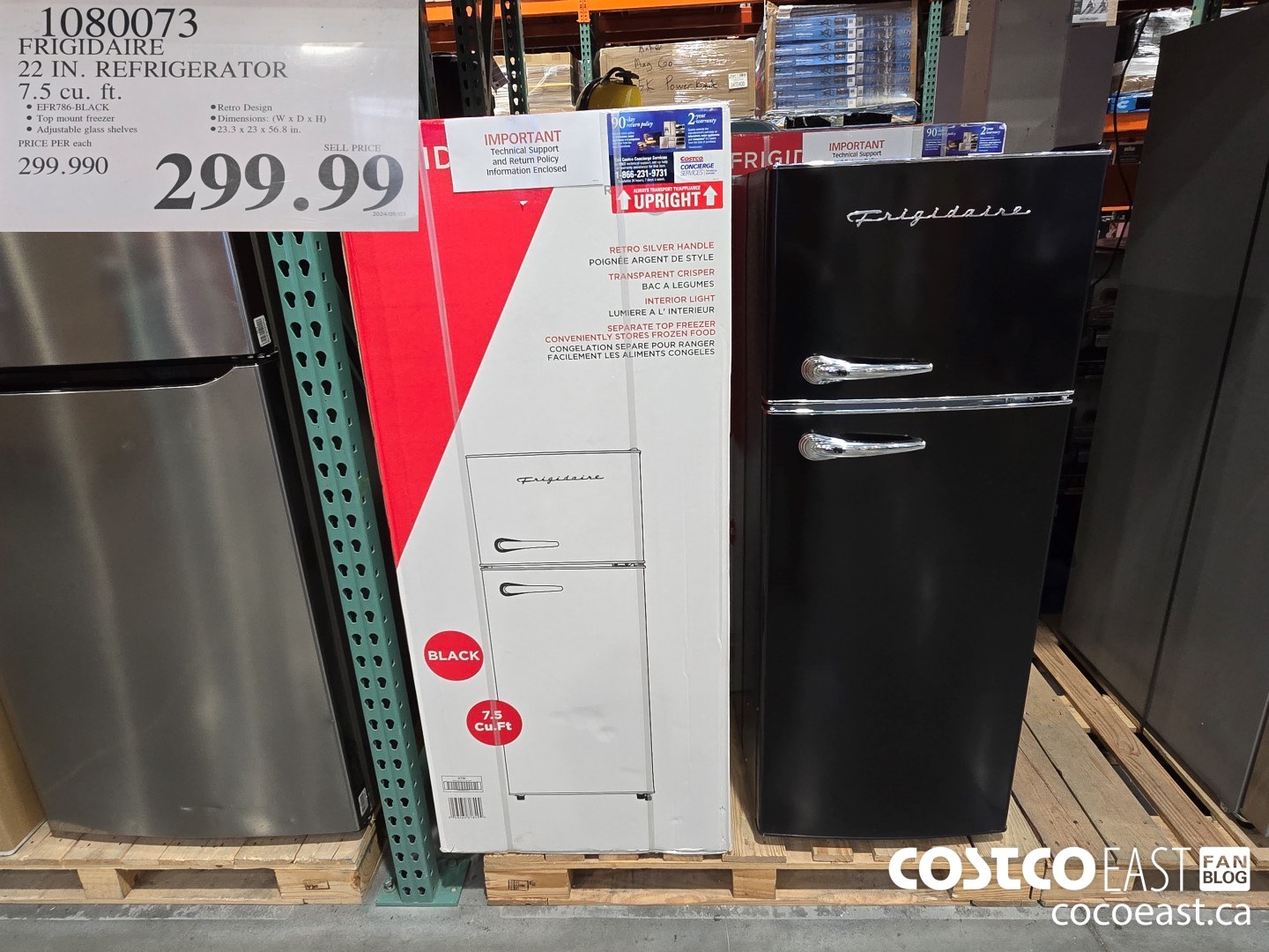 1080073 FRIGIDAIRE REFRIGERATOR 7.5 CU. FT. $299.99