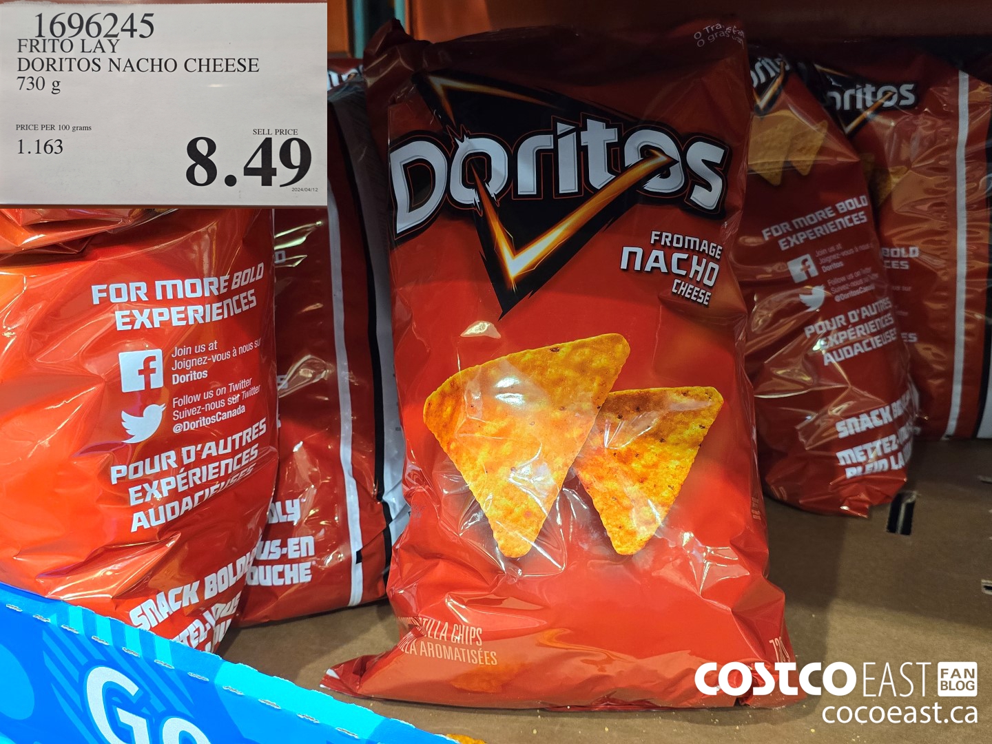 1696245 FRITO LAY DORITOS NACHO CHEESE 730 g $8.49