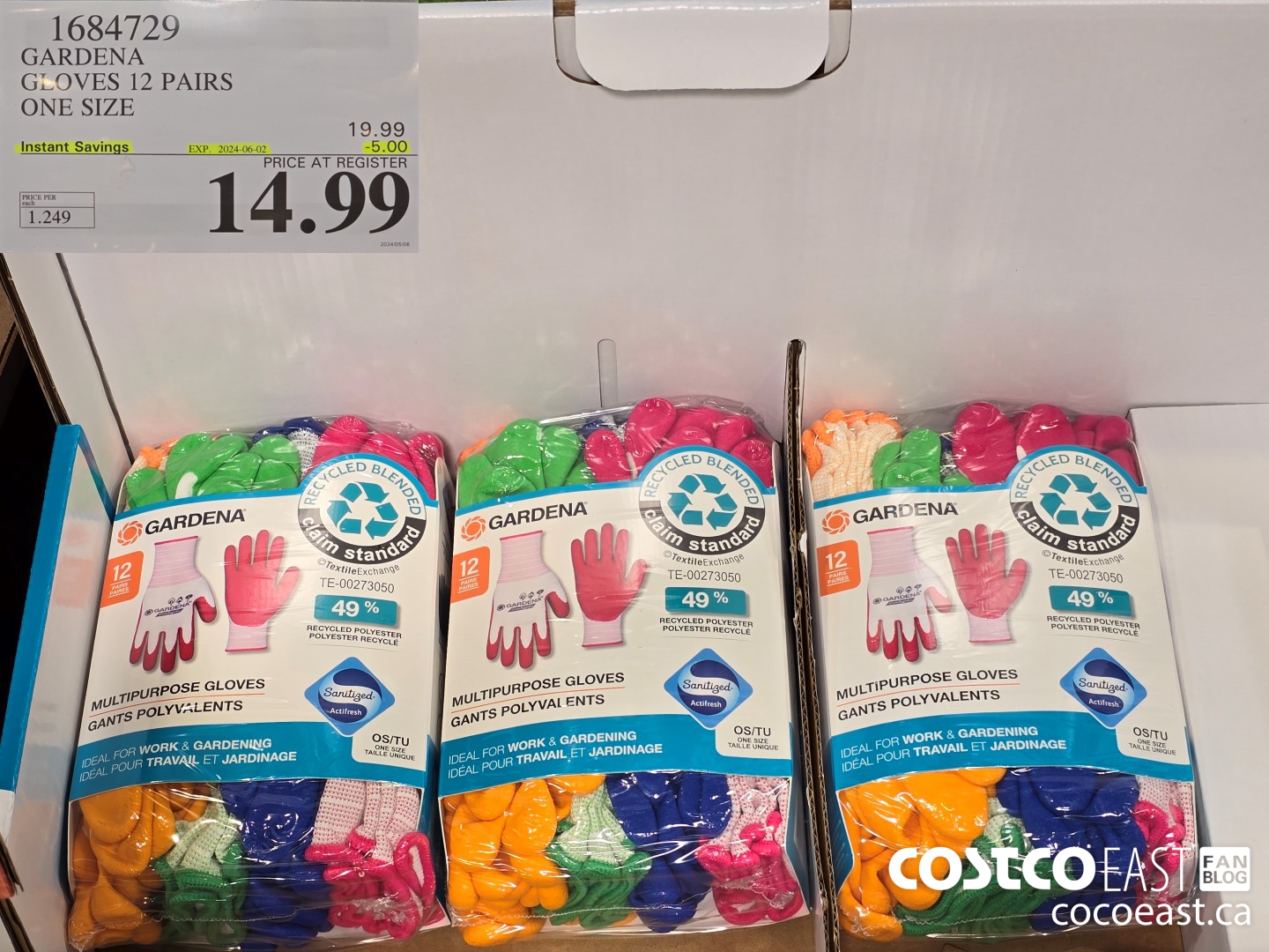 1684729 GARDENA GLOVES 12 PAIRS ONE SIZE ($5.00 INSTANT SAVINGS EXPIRES ON 2024-06-02) $14.99