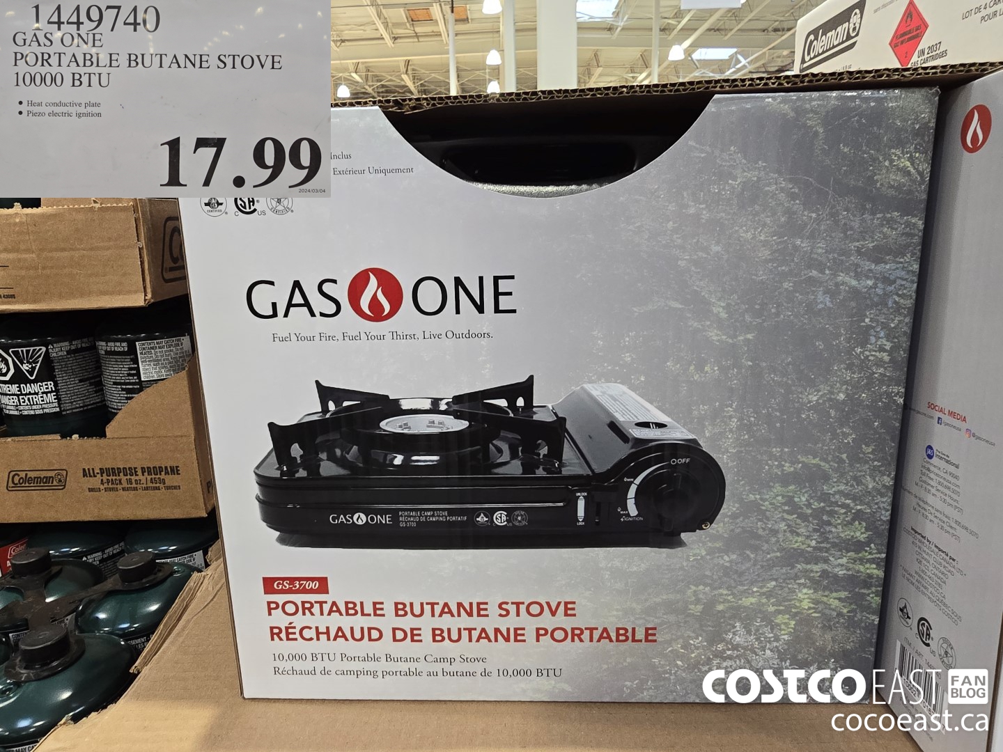 1449740 GAS ONE PORTABLE BUTANE STOVE 10000 BTU $17.99