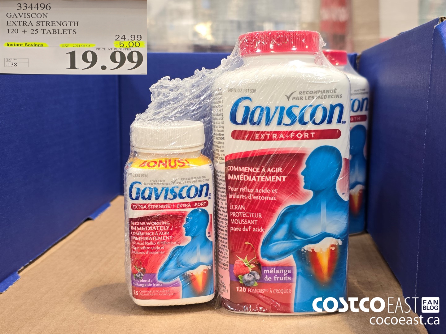 334496 GAVISCON EXTRA STRENGTH 120 + 25 TABLETS ($5.00 INSTANT SAVINGS EXPIRES ON 2024-06-02) $19.99