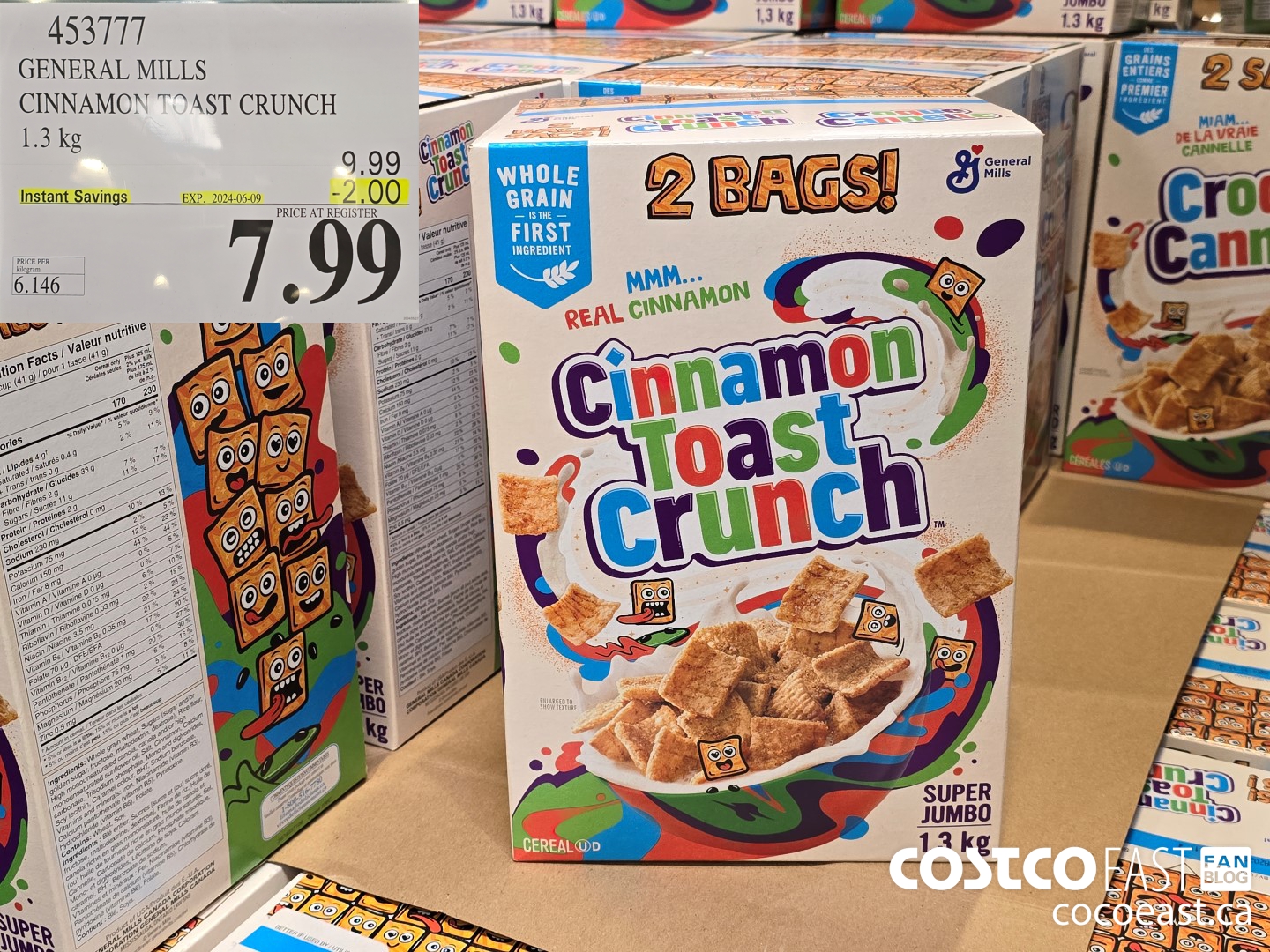 453777 GENERAL MILLS CINNAMON TOAST CRUNCH 1.3 kg ($2.00 INSTANT SAVINGS EXPIRES ON 2024-06-09) $7.99