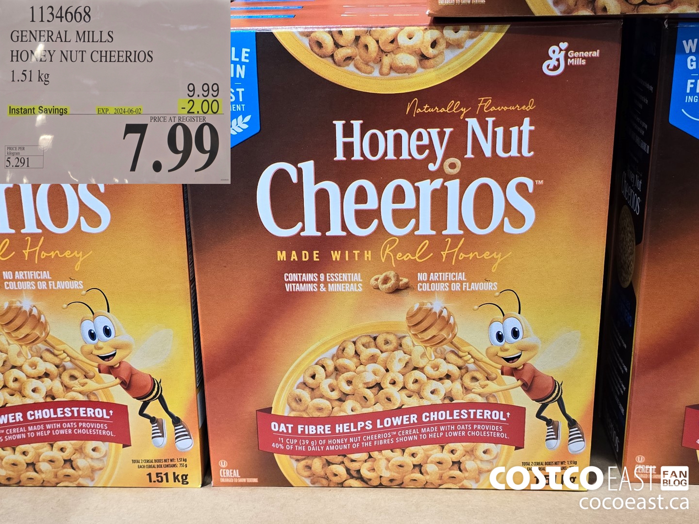 1134668 GENERAL MILLS HONEY NUT CHEERIOS 1.51 kg ($2.00 INSTANT SAVINGS EXPIRES ON 2024-06-02) $7.99