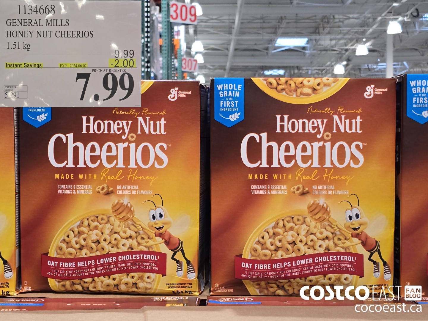 1134668 GENERAL MILLS HONEY NUT CHEERIOS 1.51 kg ($2.00 INSTANT SAVINGS EXPIRES ON 2024-06-02) $7.99