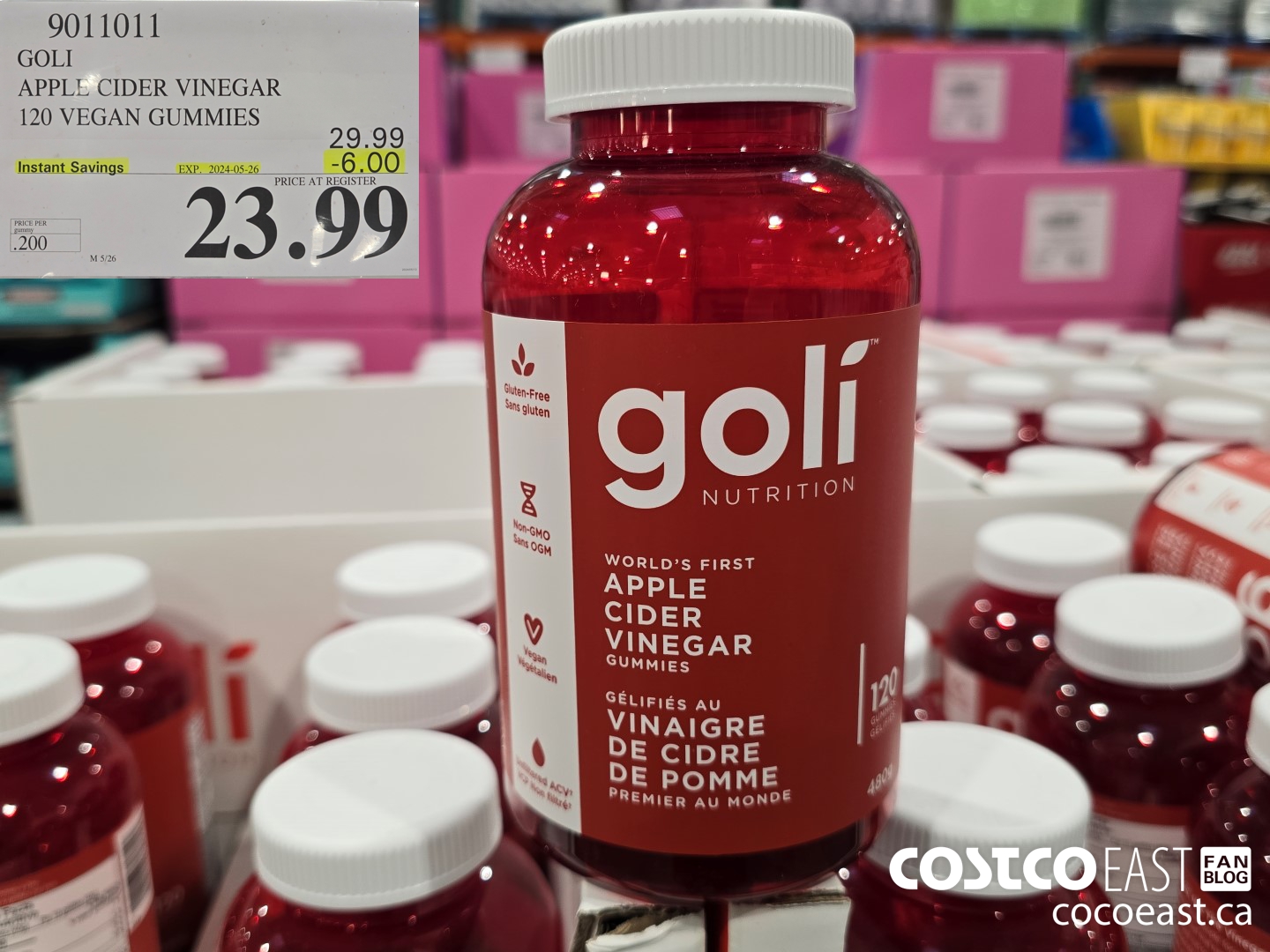 9011011 GOLI APPLE CIDER VINEGAR 120 VEGAN GUMMIES ($6.00 INSTANT SAVINGS EXPIRES ON 2024-05-26) $23.99