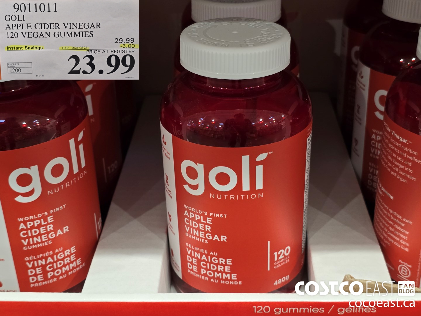 9011011 GOLI APPLE CIDER VINEGAR 120 VEGAN GUMMIES ($6.00 INSTANT SAVINGS EXPIRES ON 2024-05-26) $23.99