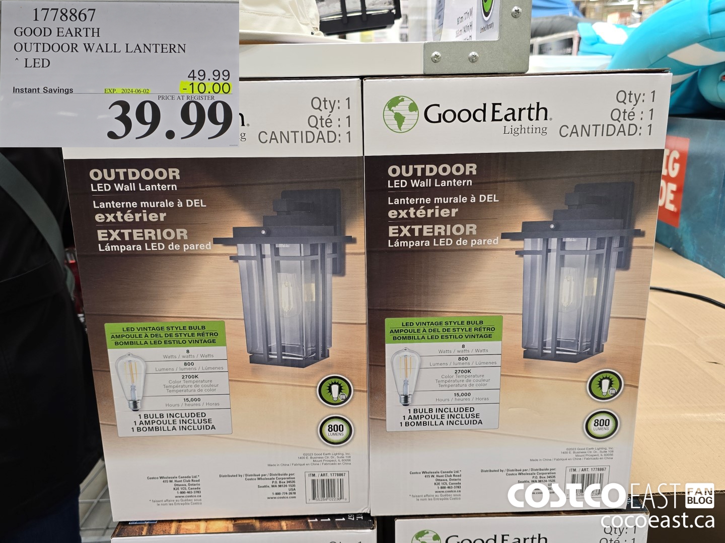 1778867 GOOD EARTH OUTDOOR WALL LANTERN LED ($10.00 INSTANT SAVINGS EXPIRES ON 2024-06-02) $39.99