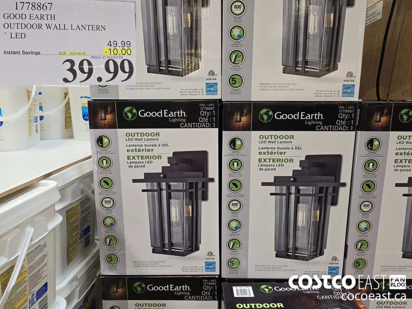 1778867 GOOD EARTH OUTDOOR WALL LANTERN LED ($10.00 INSTANT SAVINGS EXPIRES ON 2024-06-02) $39.99