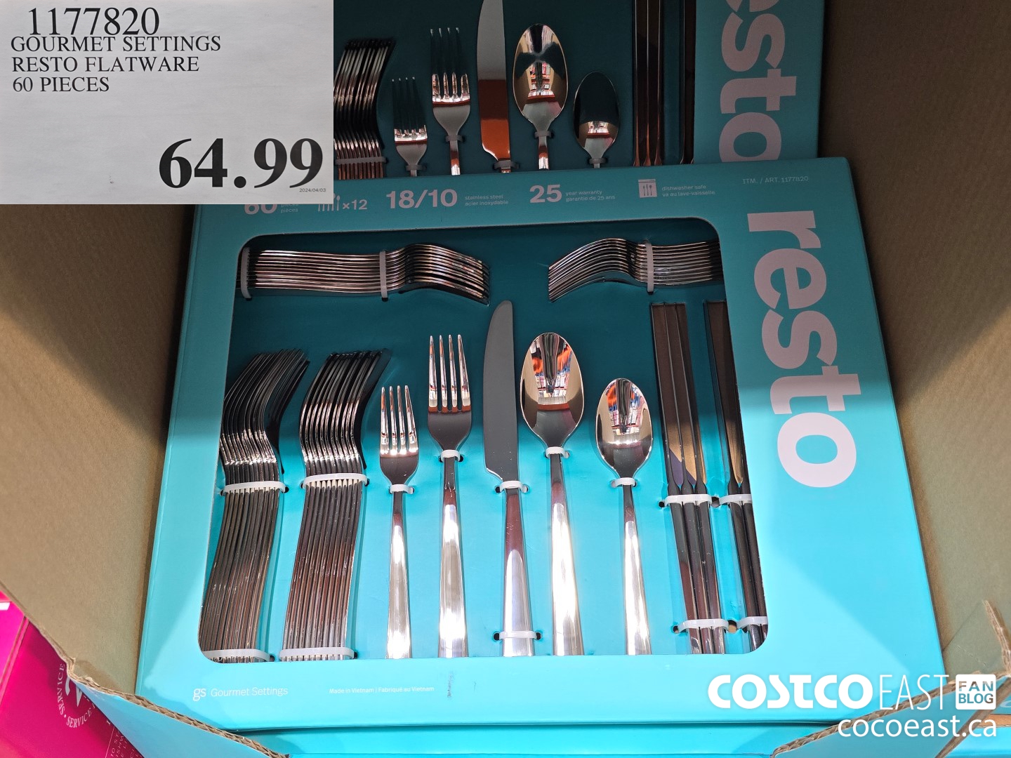 1177820 GOURMET SETTINGS RESTO FLATWARE 60 PIECES $64.99
