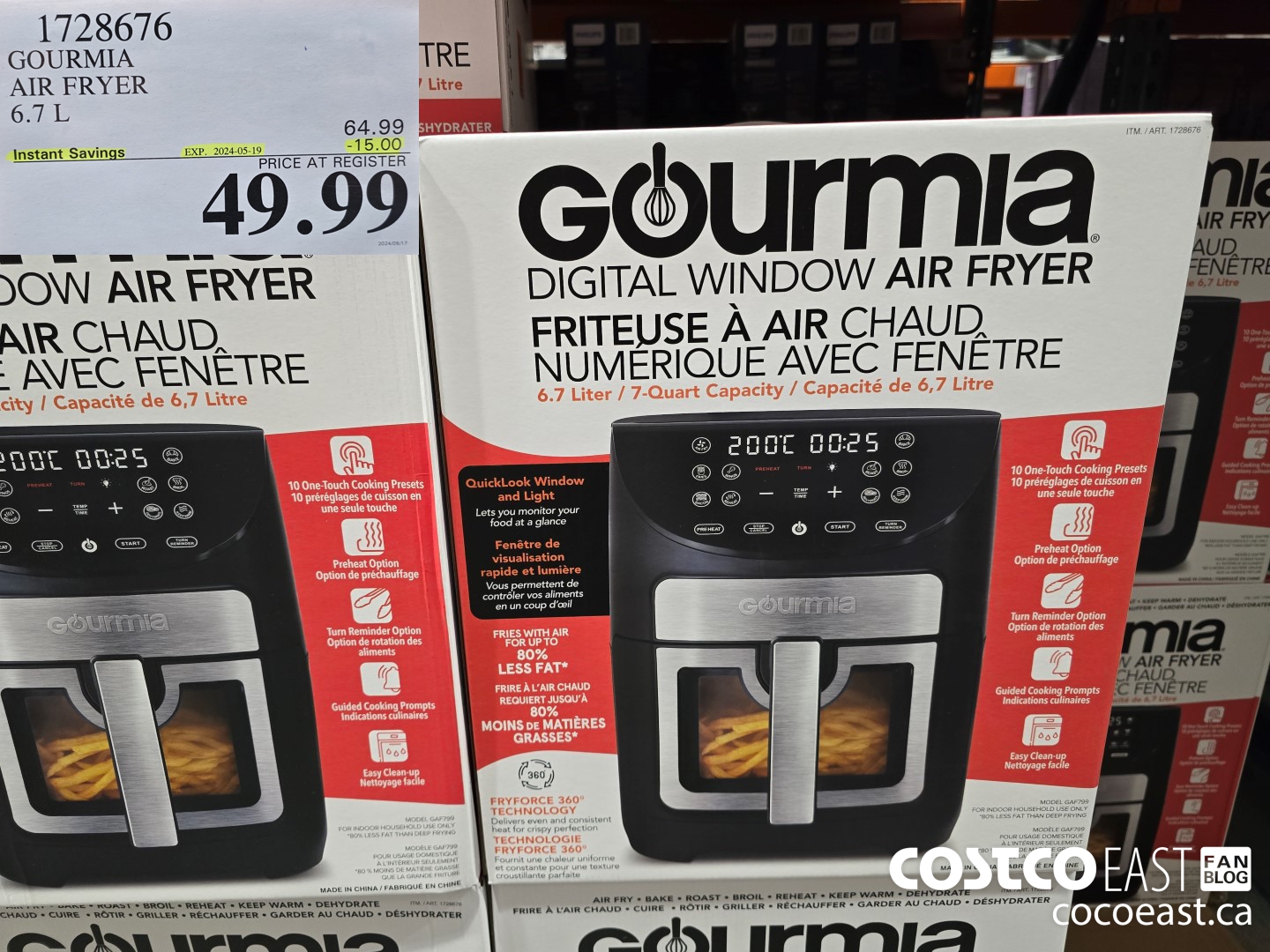 1728676 GOURMIA AIR FRYER 6.7 L ($15.00 INSTANT SAVINGS EXPIRES ON 2024-05-19) $49.99