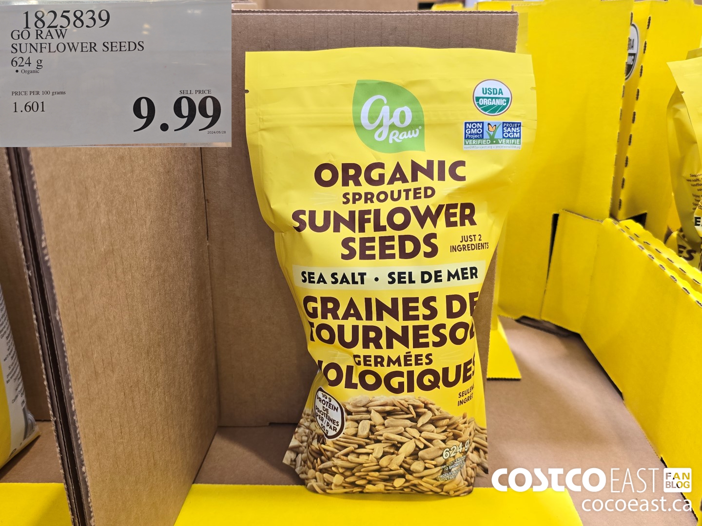 1825839 GO RAW SUNFLOWER SEEDS 624 g $9.99