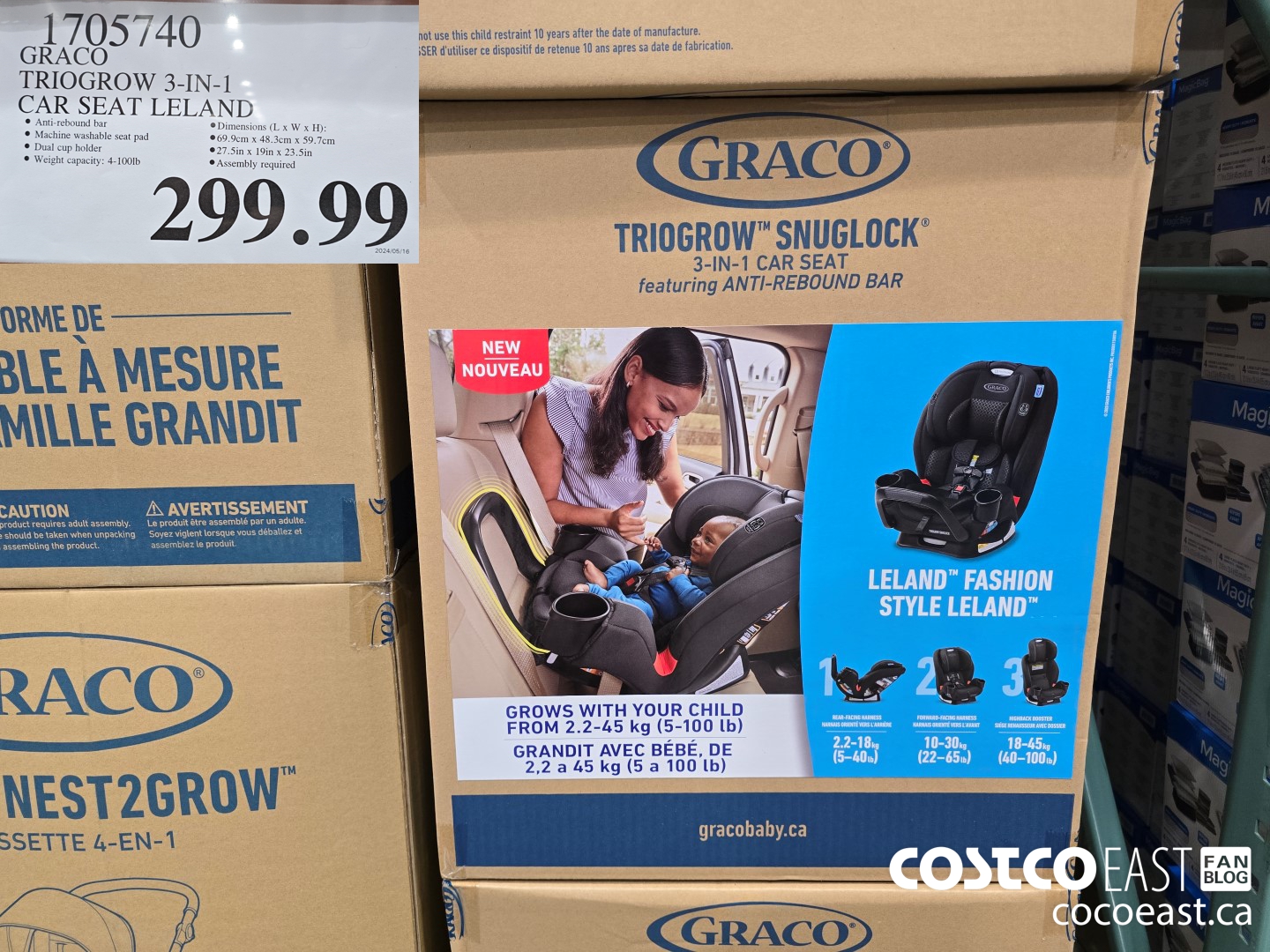 1705740 GRACO TRIOGROW 3-IN-1 CAR SEAT LELAND $299.99