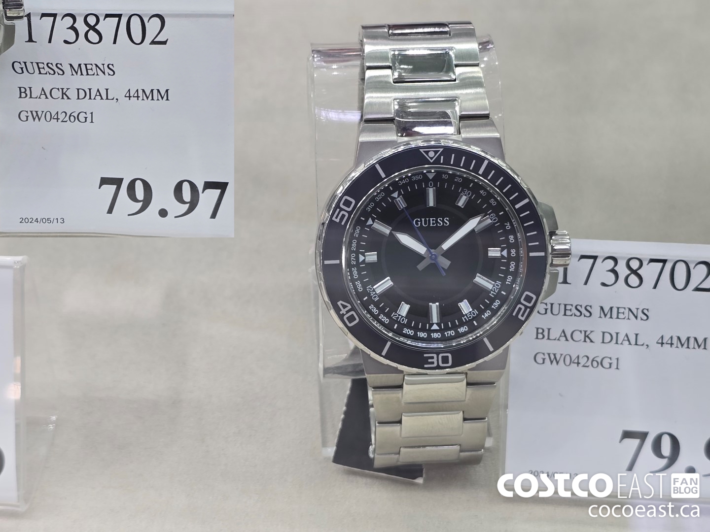 1738702 GUESS MENS BLACK DIAL, 44MM GW0426G1 $79.97