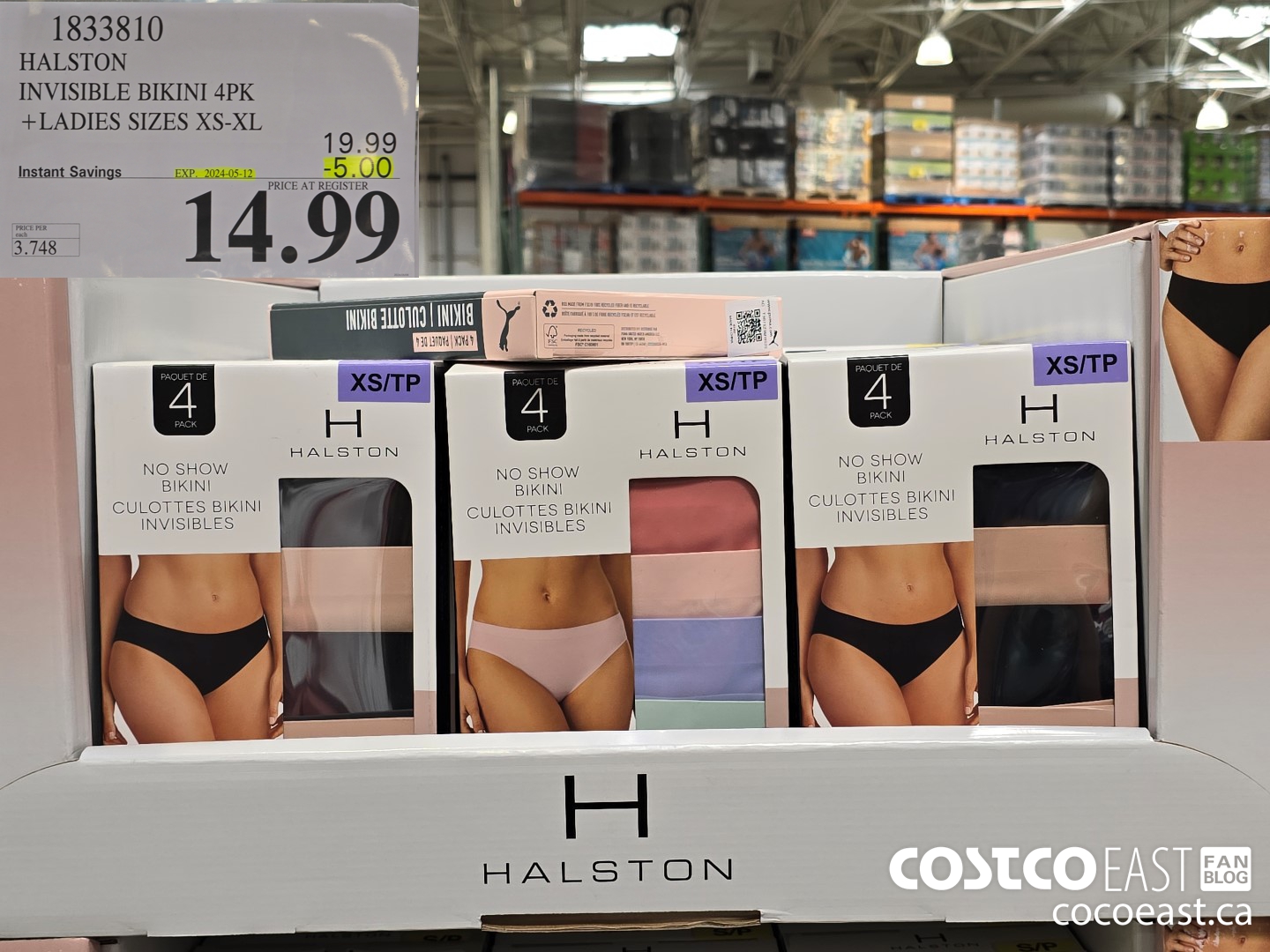 1833810 HALSTON INVISIBLE BIKINI 4PK +LADIES SIZES XS-XL ($5.00 INSTANT SAVINGS EXPIRES ON 2024-05-12) $14.99