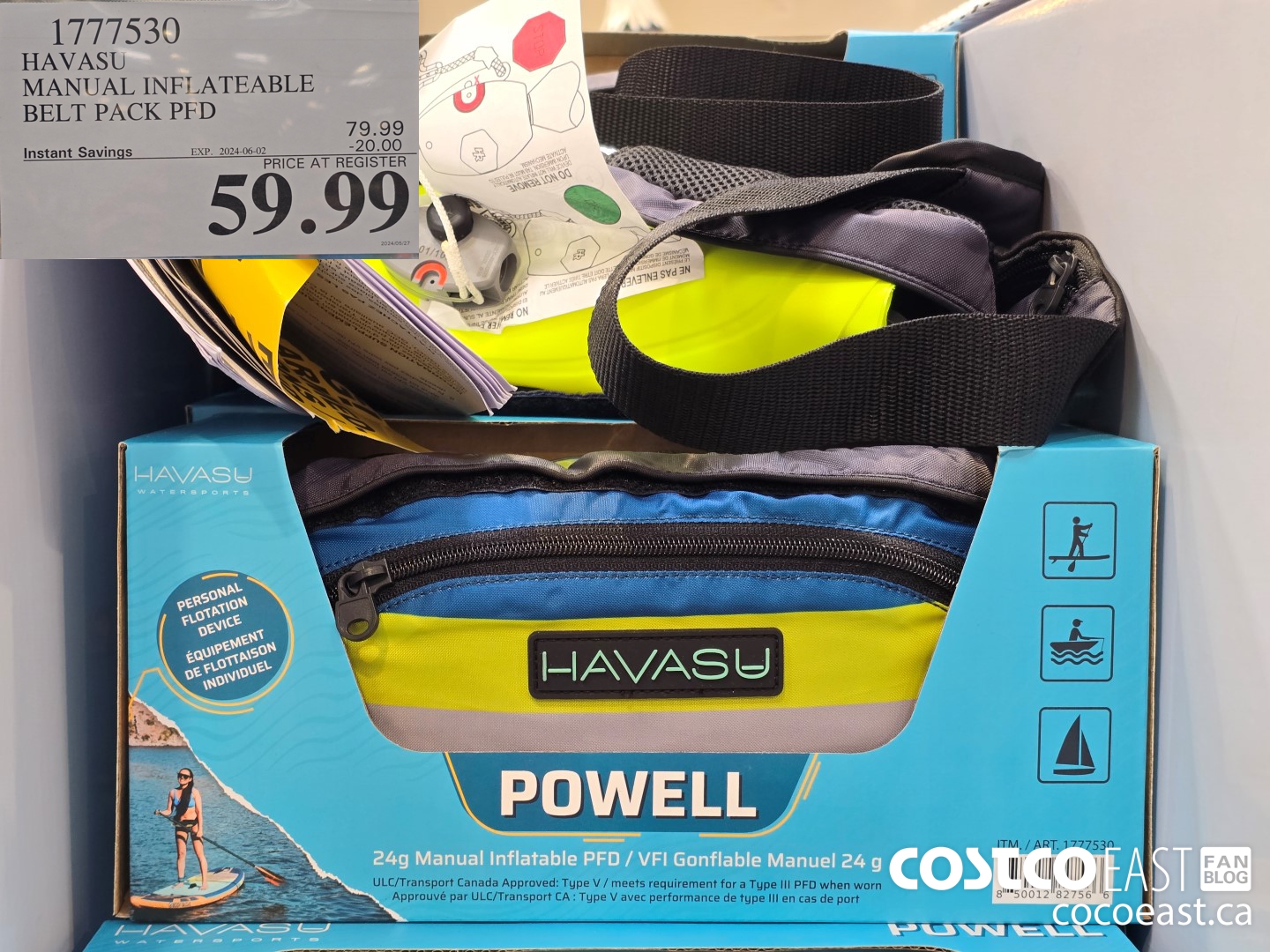 1777530 HAVASU MANUAL INFLATEABLE BELT PACK PFD 20.000 (EXPIRES ON 2024-06-02) $59.99