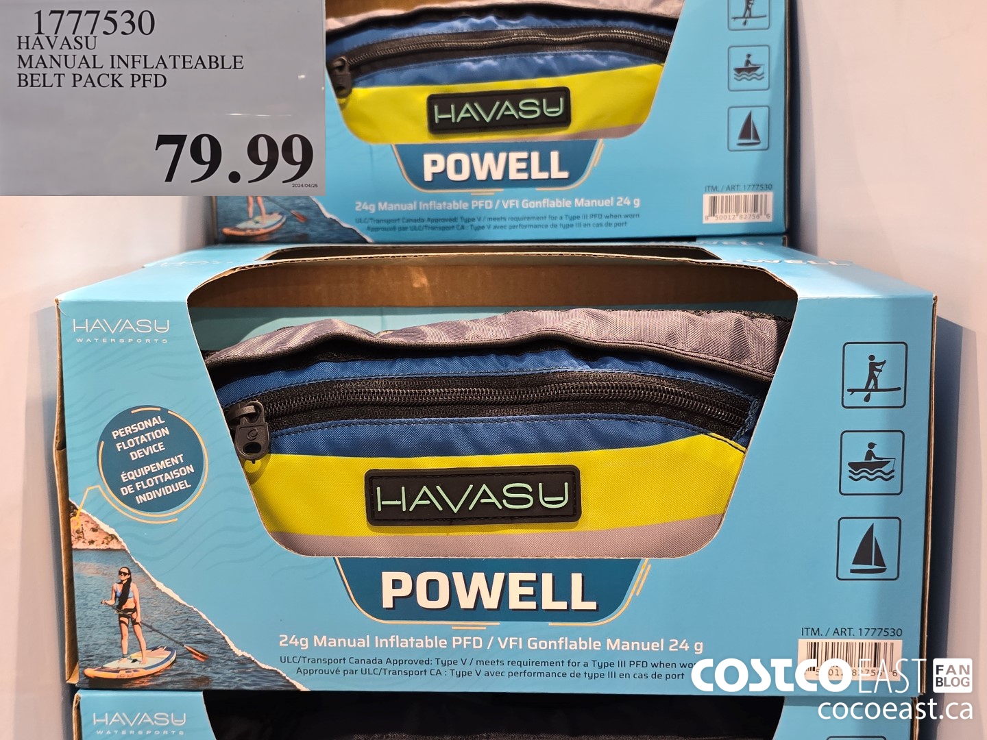 1777530 HAVASU MANUAL INFLATEABLE BELT PACK PFD $79.99